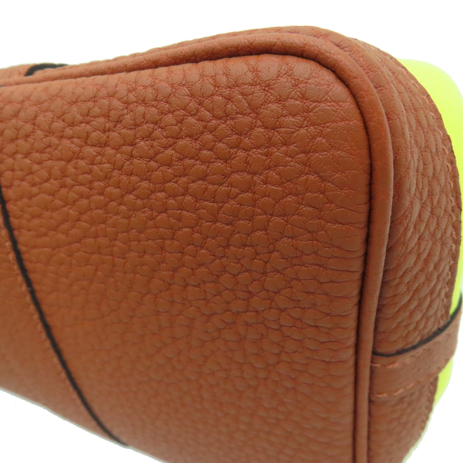 HERMES [Sharp Discount] Canvas Garden Party TPM Silver Buckle Hand Bag Yellow/Brown