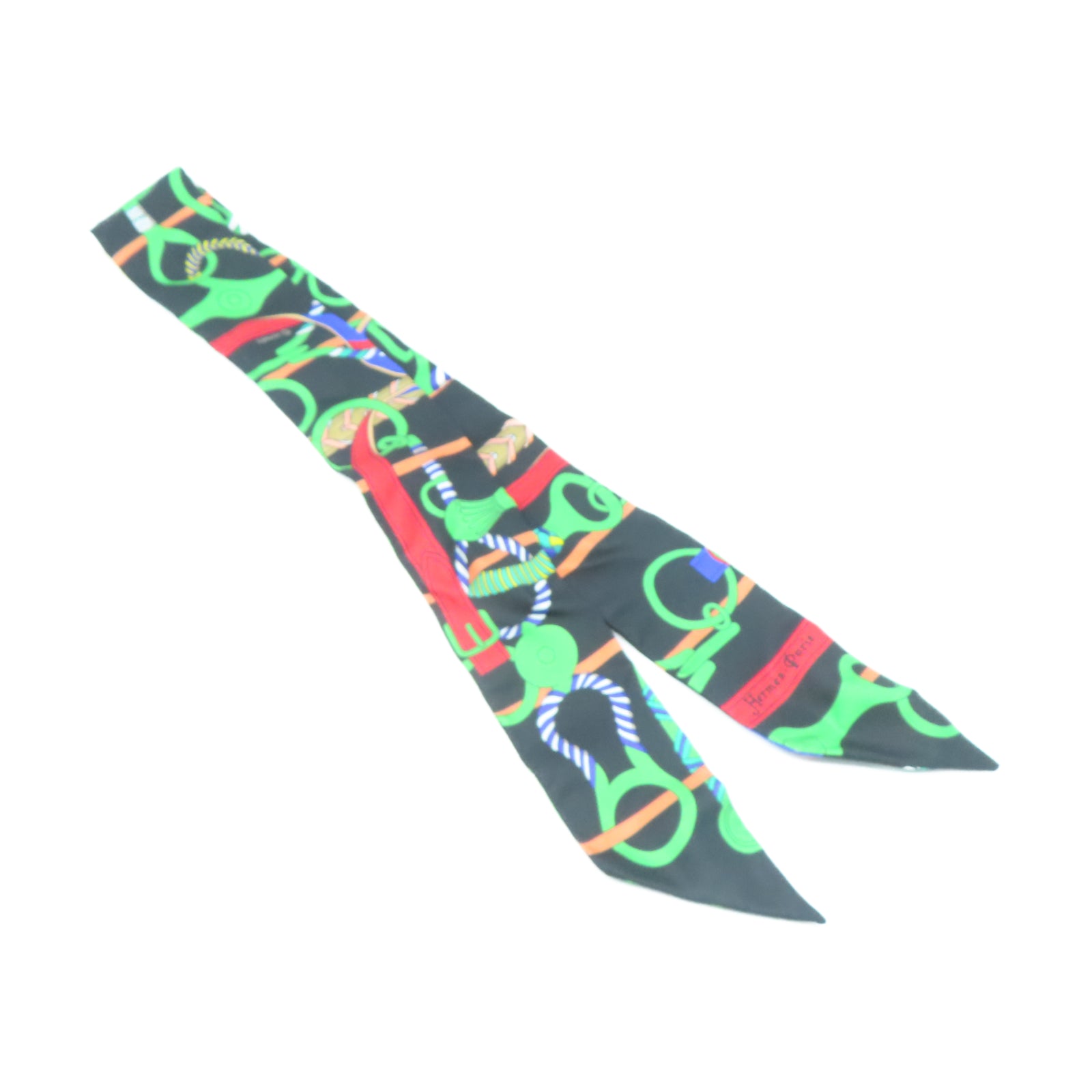 HERMES 絲質Twilly Scarf絲巾黑色