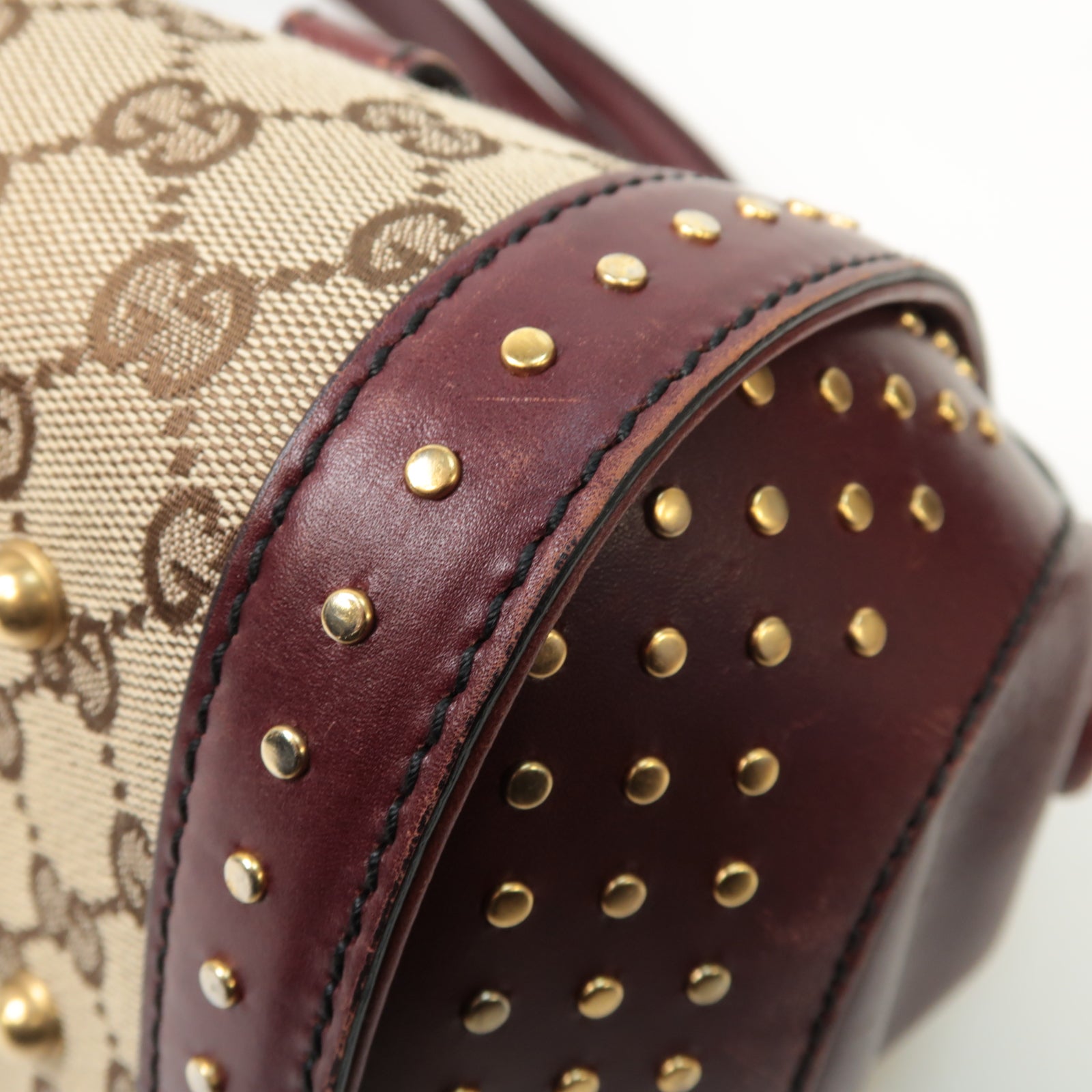 GUCCI 帆布Shoulder Bag金扣肩背袋棕色