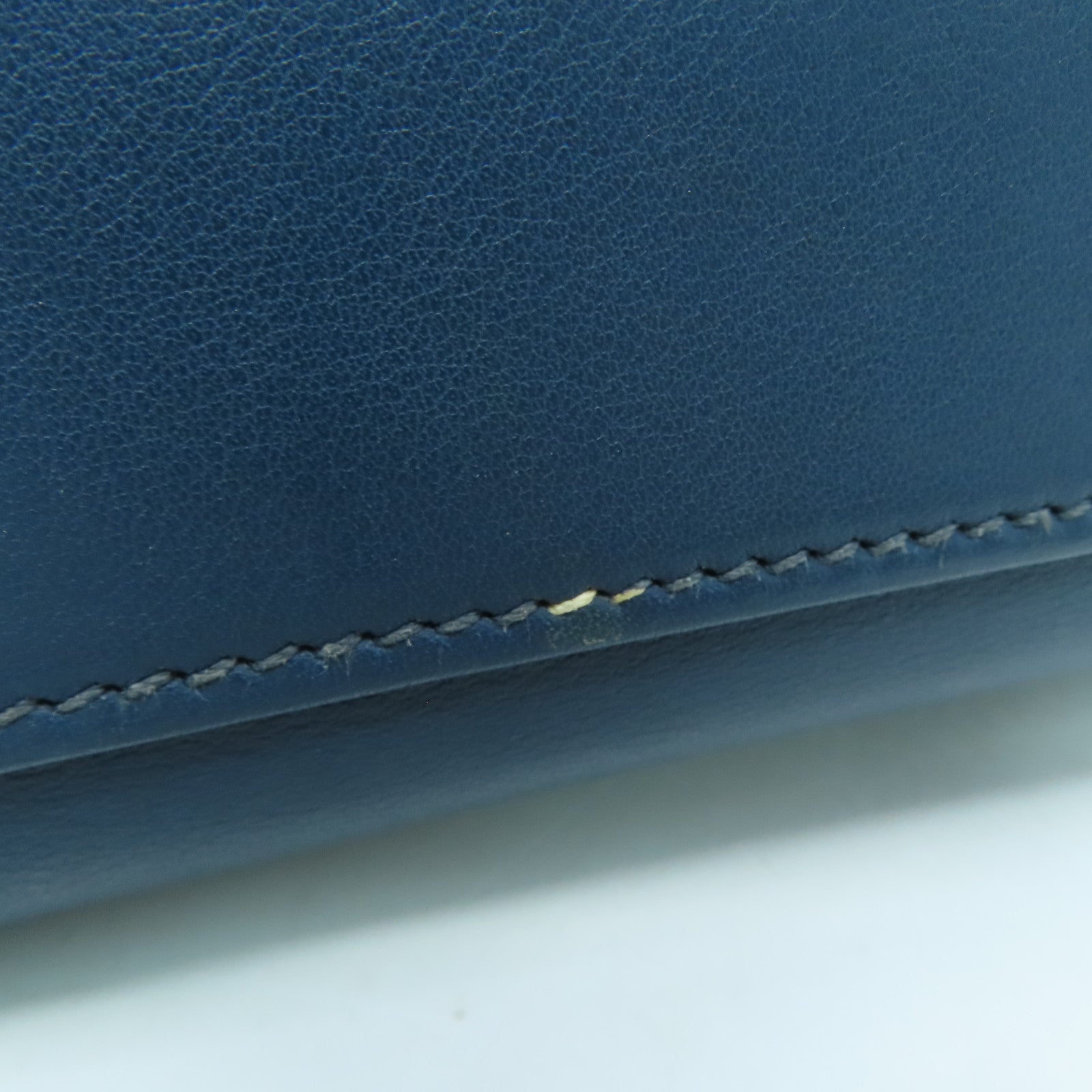 HERMES Swift leather Kelly 32 silver buckle handle shoulder bag dark blue