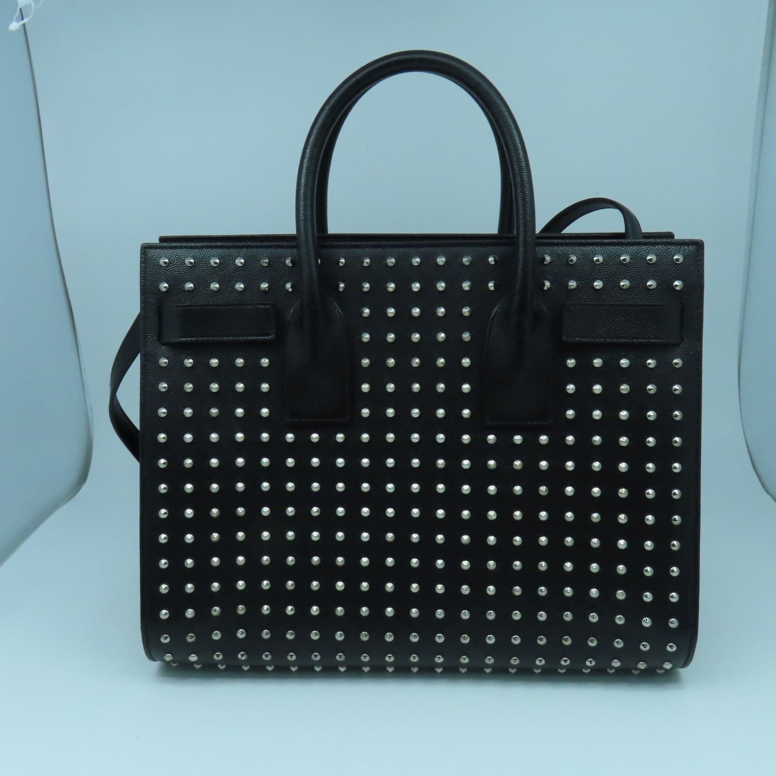 SAINT LAURENT 牛皮皮革Studs Sac de Jour Bag銀扣手挽肩背兩用袋黑色