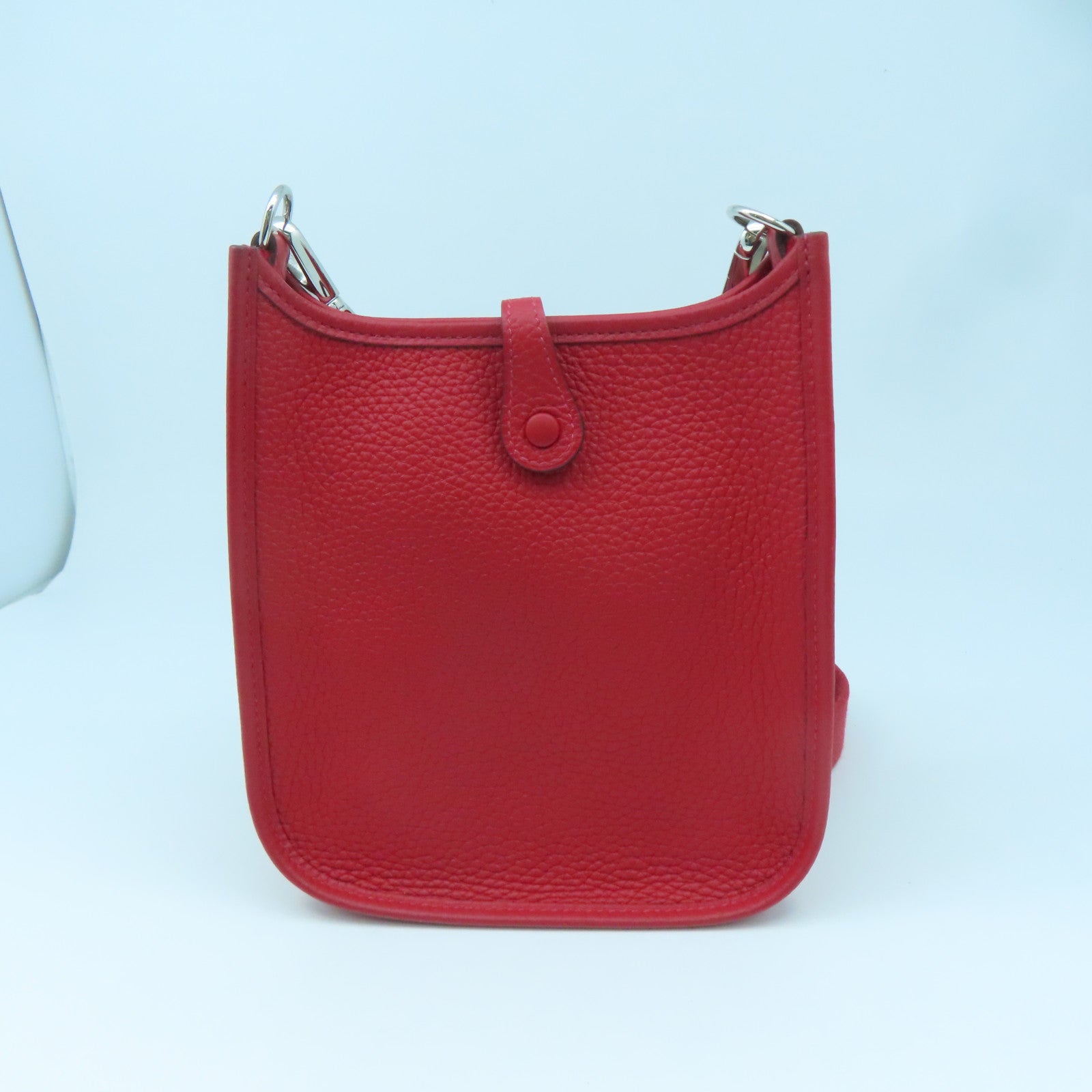 HERMES Clemence皮革Evelyne TPM银扣肩背袋红色