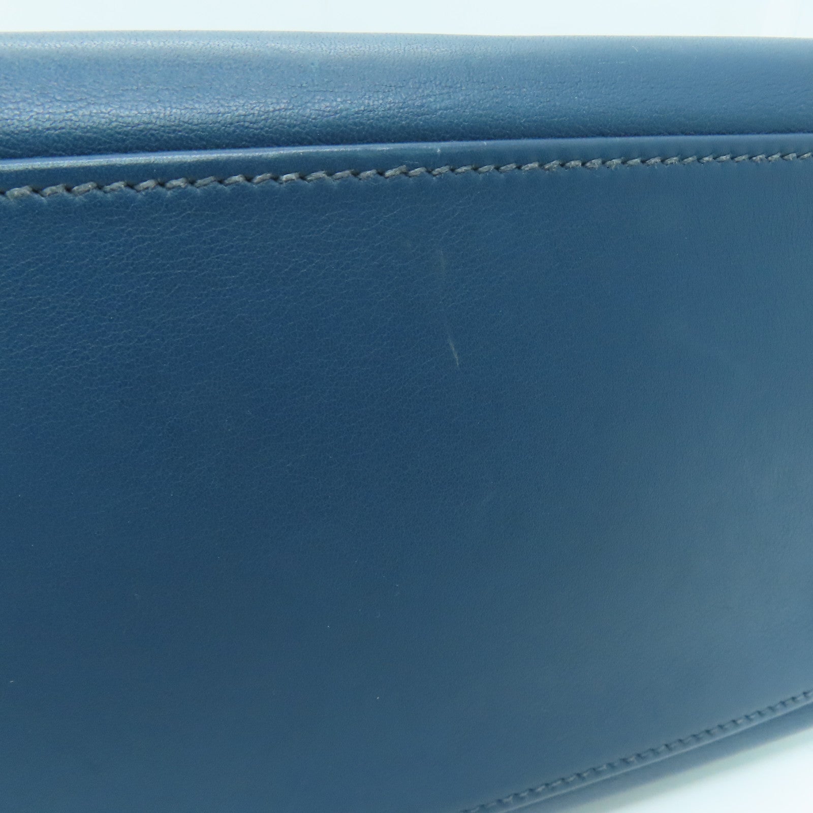 HERMES Swift leather Kelly 32 silver buckle handle shoulder bag dark blue