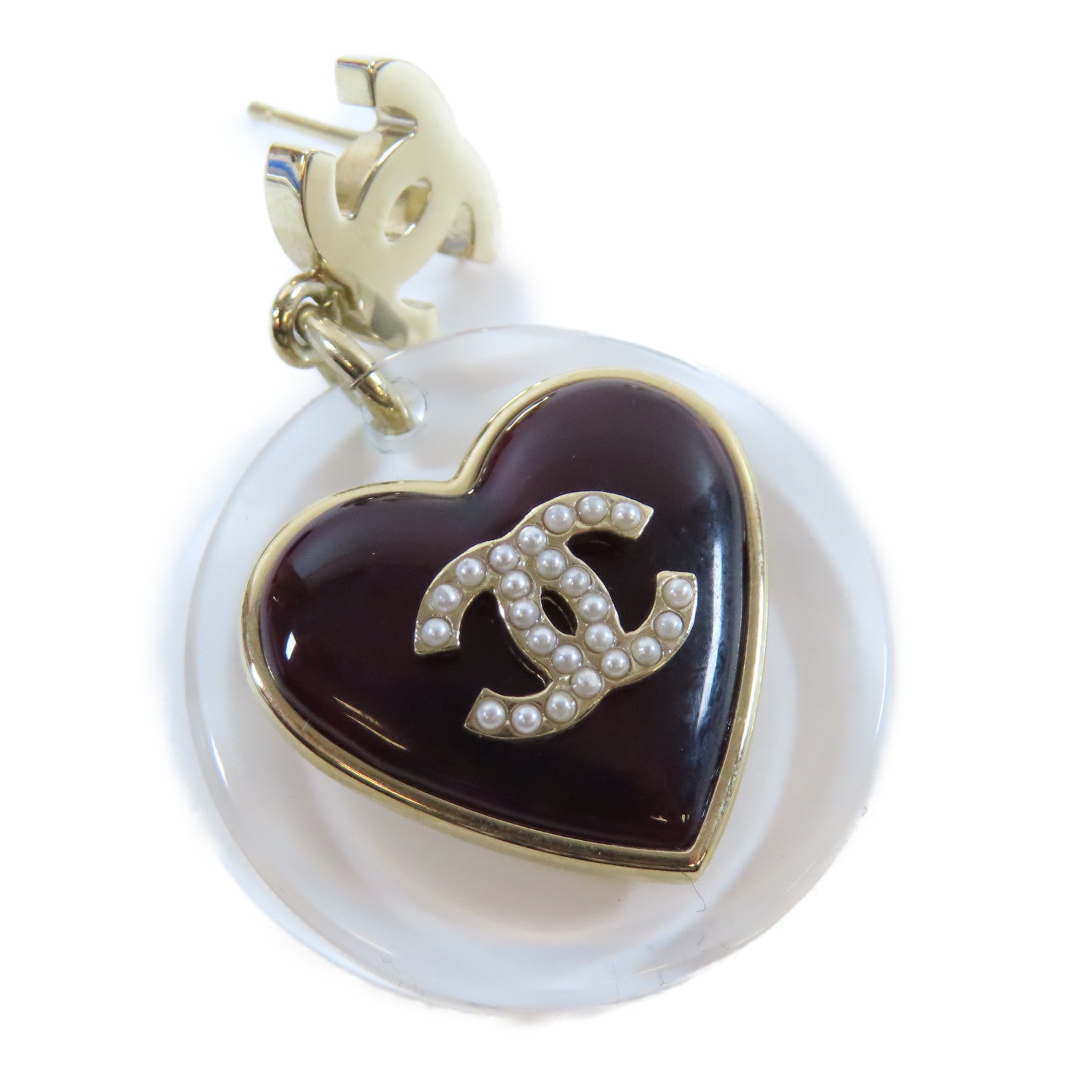 CHANEL PVC Earrings金扣耳環白色/啡色/透明