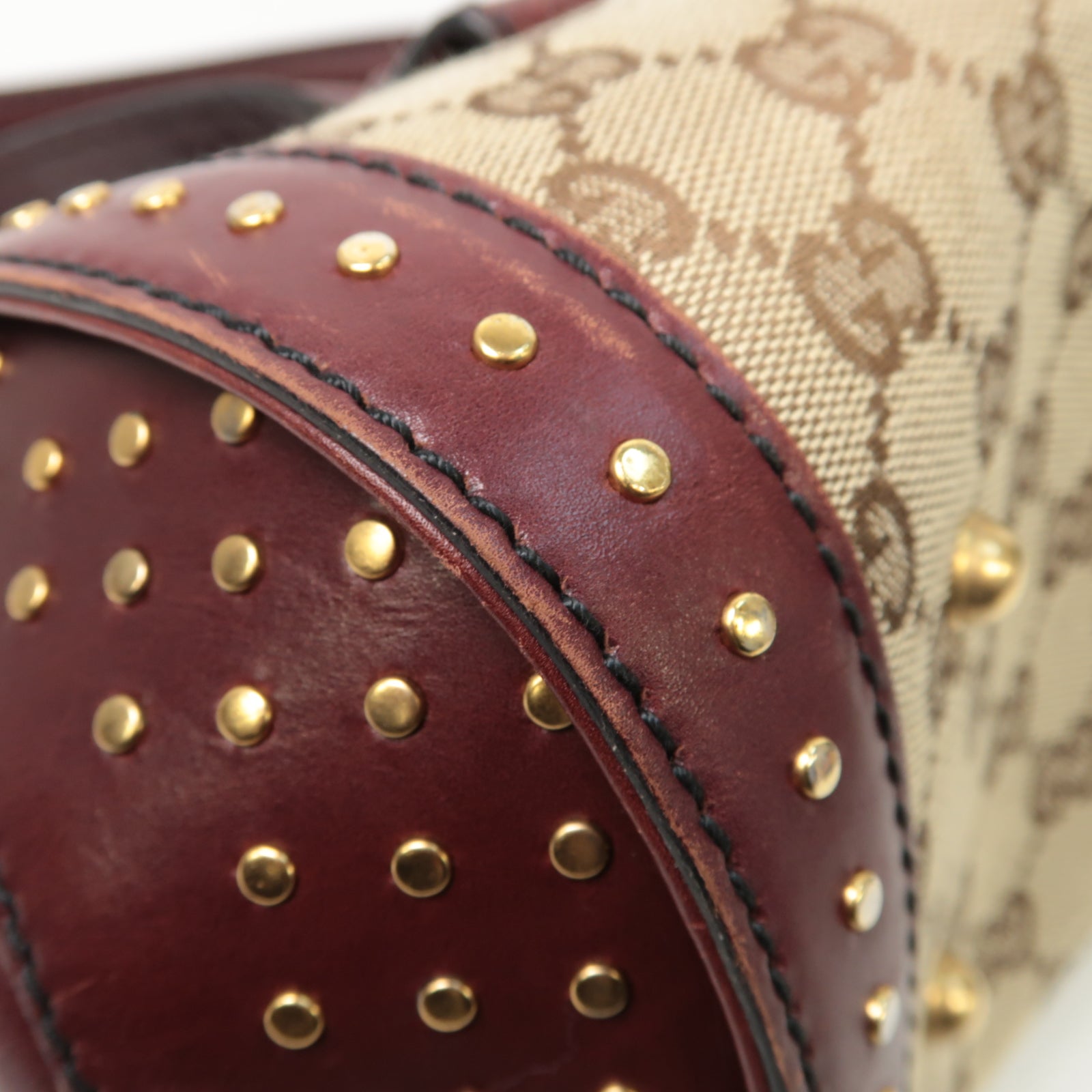 GUCCI 帆布Shoulder Bag金扣肩背袋棕色