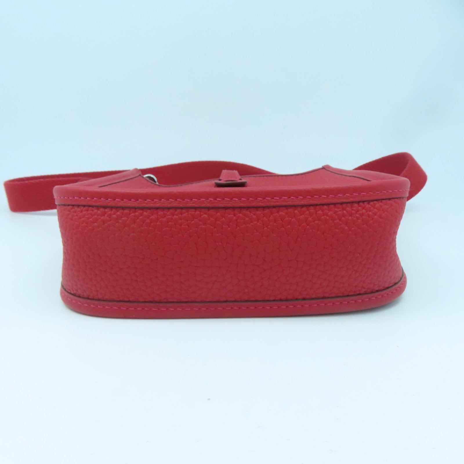 HERMES Clemence皮革Evelyne TPM银扣肩背袋红色