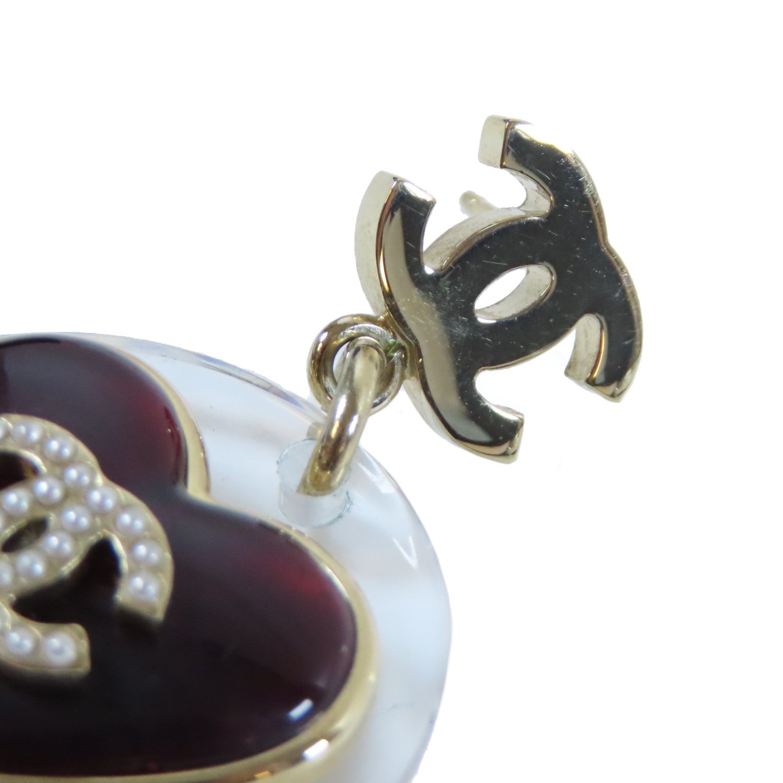 CHANEL PVC Earrings金扣耳環白色/啡色/透明