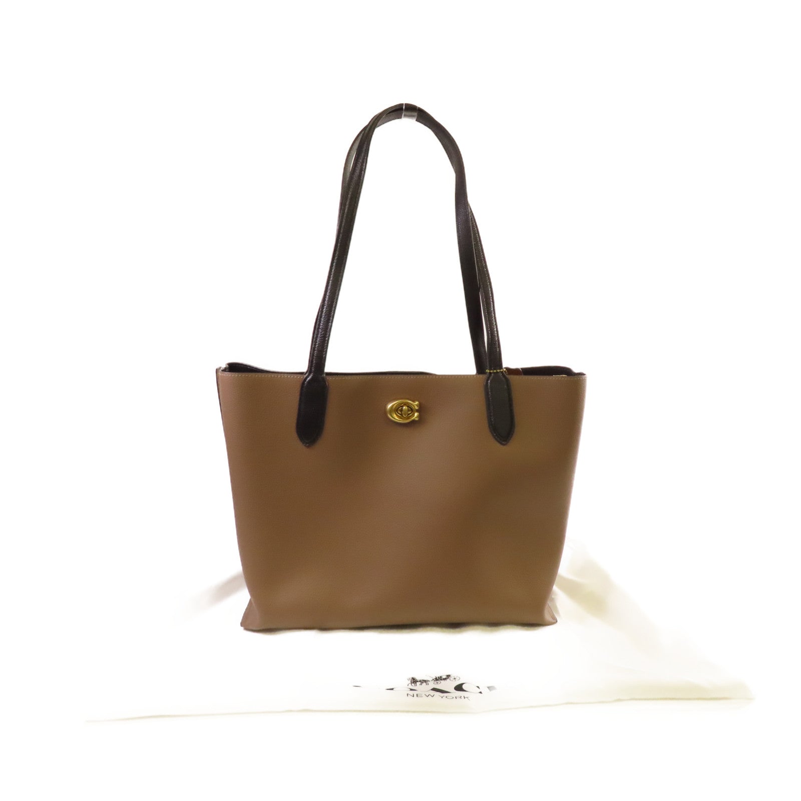 COACH 牛皮皮革Shoulder Bag金扣肩背袋啡色