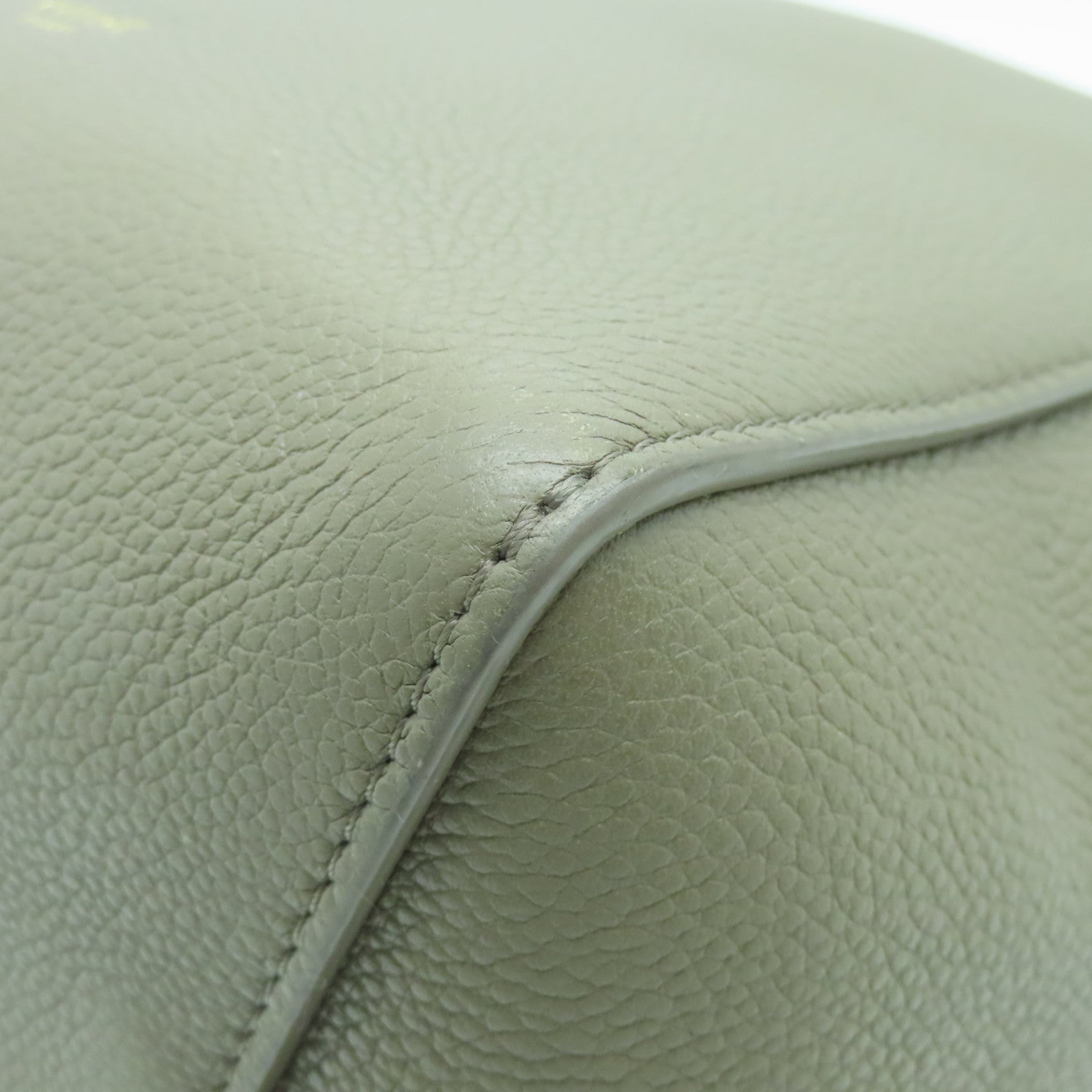 CELINE Cowhide Leather Small Sangle Bucket Gold Buckle Shoulder Bag Beige