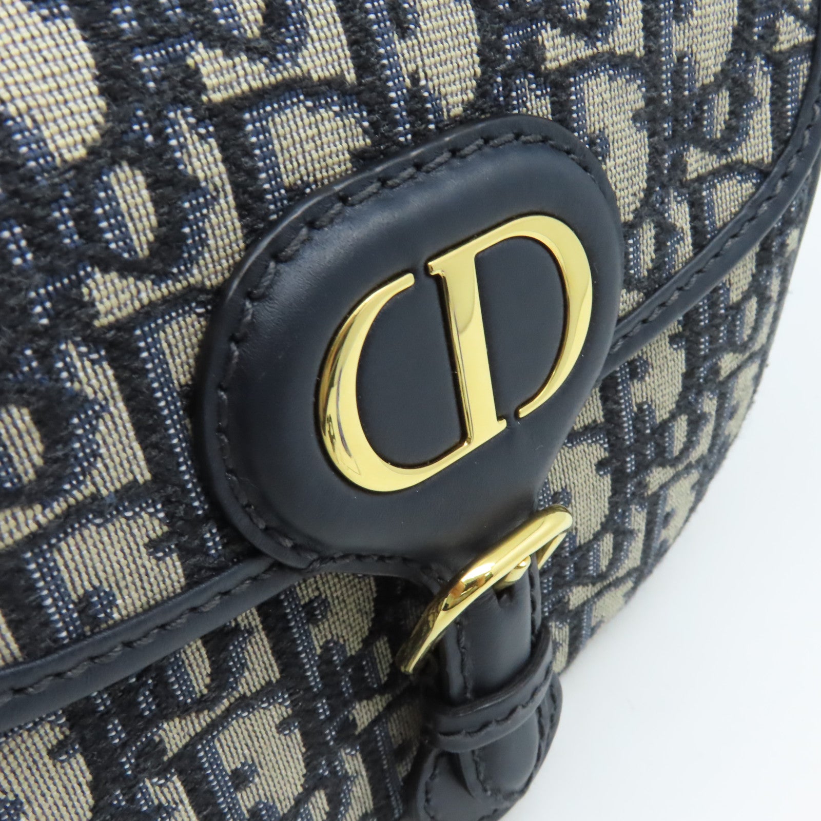 Dior 帆布Bobby Small Chain Shoulder Bag金扣鏈帶肩背袋寶藍色