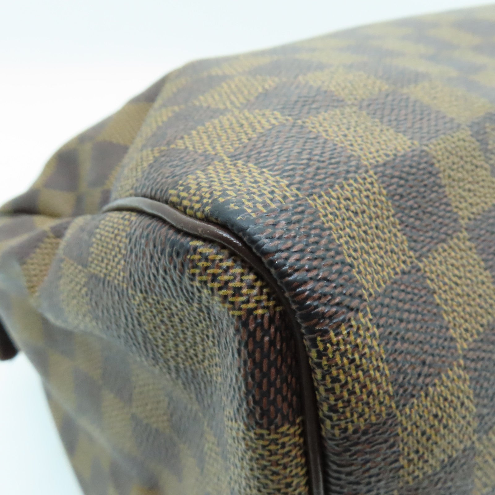 LOUIS VUITTON Damier Speedy 30 Gold Buckle Bag Brown