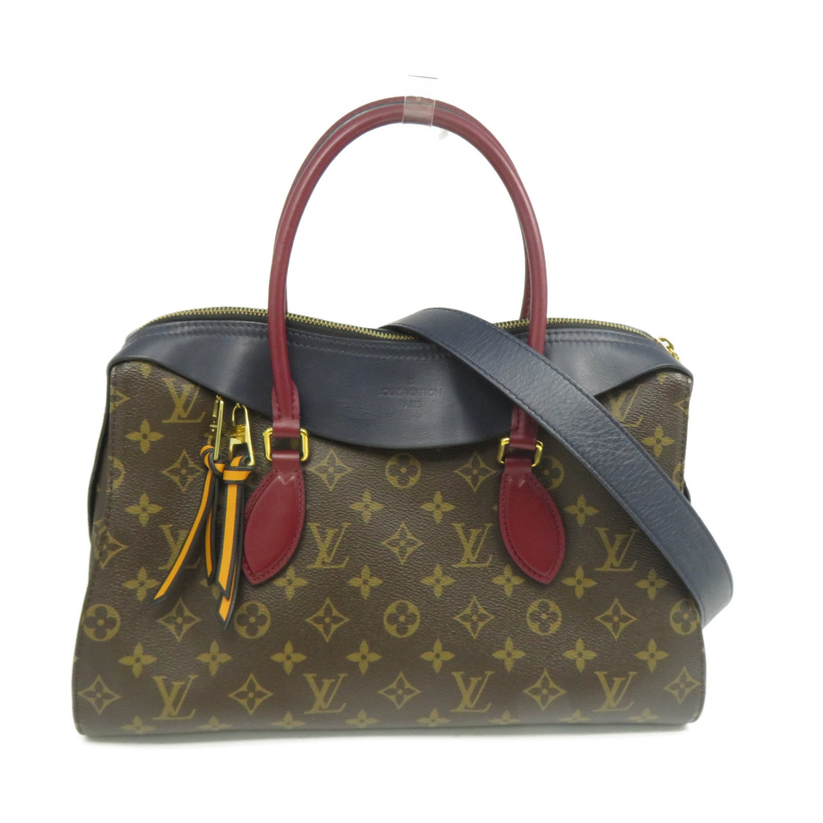 LOUIS VUITTON Monogram Tuileries金扣手挽肩背兩用袋啡色/深藍色