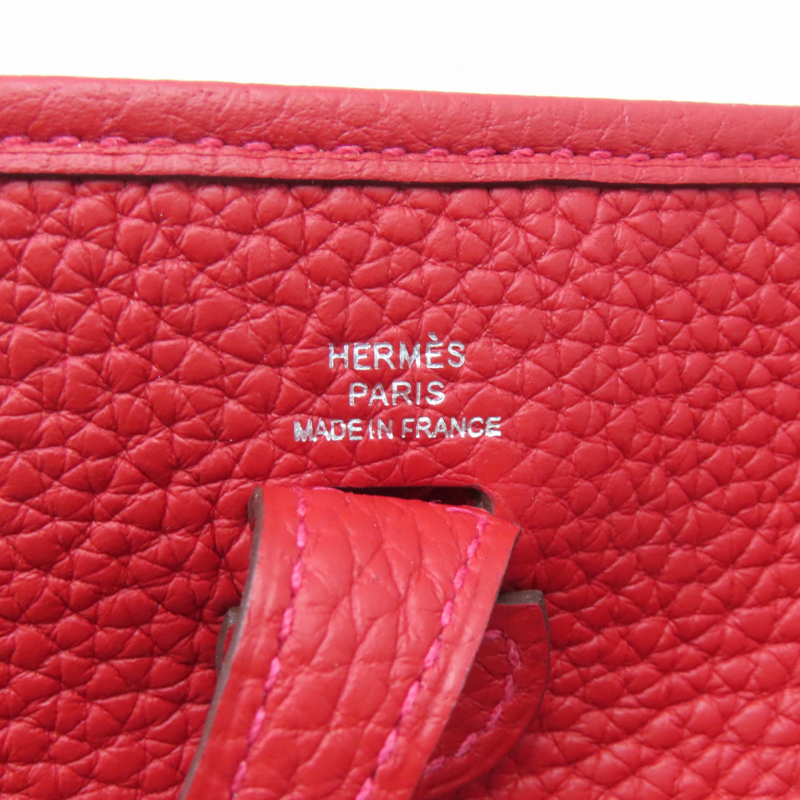 HERMES Clemence皮革Evelyne TPM银扣肩背袋红色