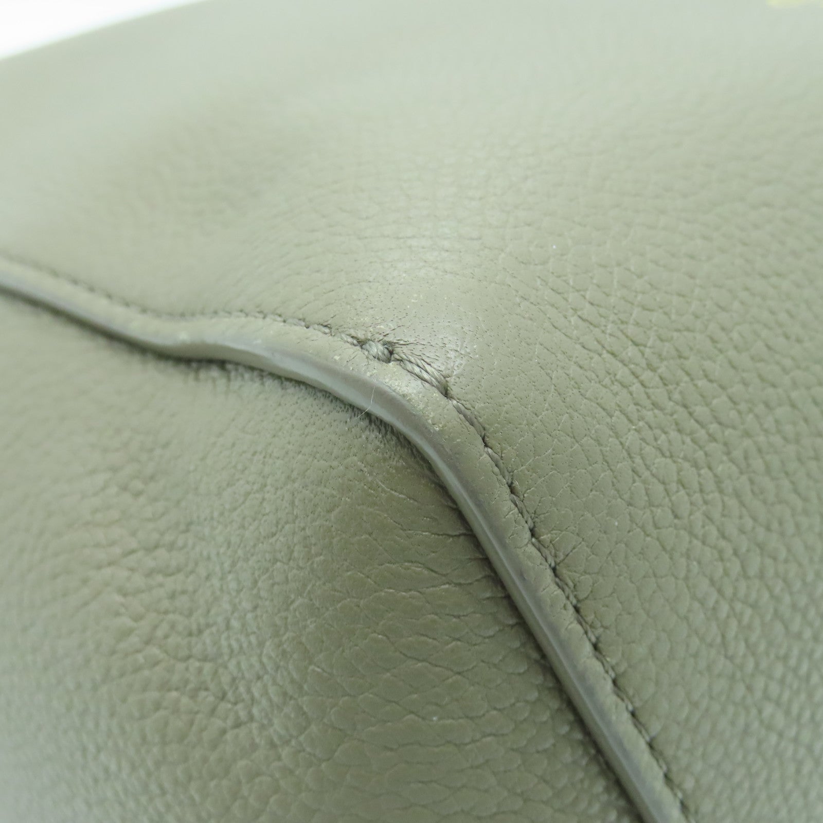 CELINE Cowhide Leather Small Sangle Bucket Gold Buckle Shoulder Bag Beige