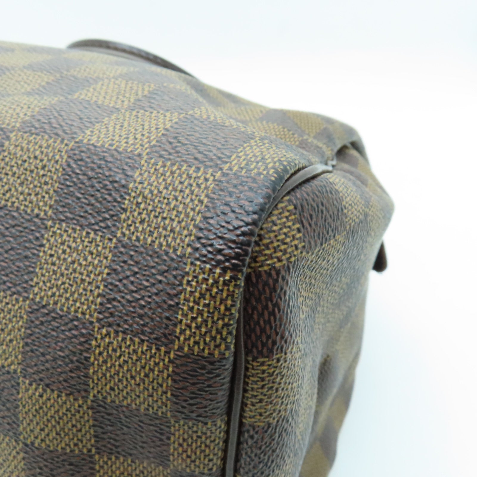 LOUIS VUITTON Damier Speedy 30 Gold Buckle Bag Brown