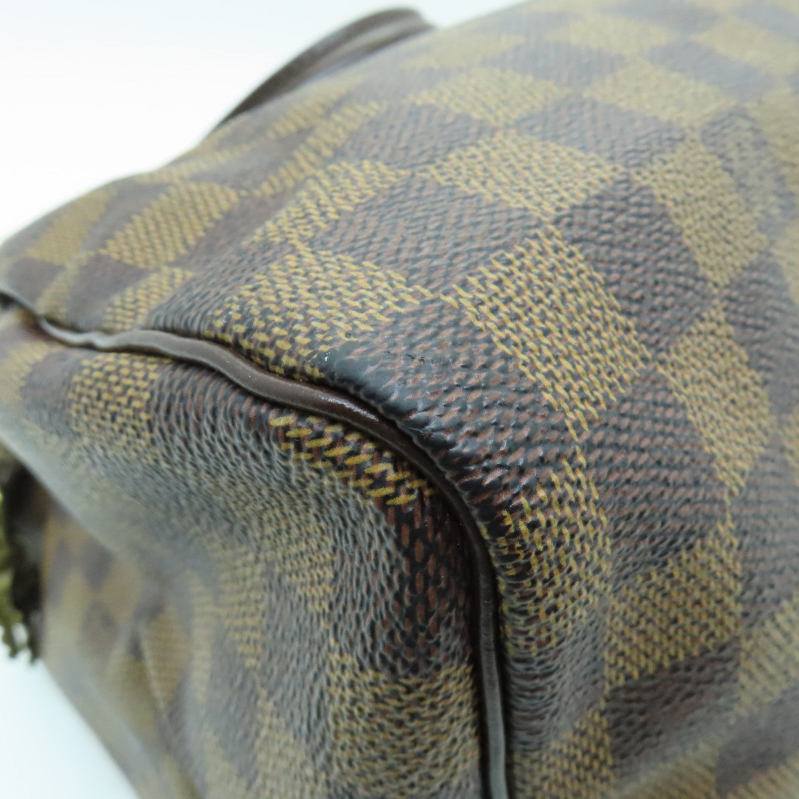 LOUIS VUITTON Damier Speedy 30 Gold Buckle Bag Brown