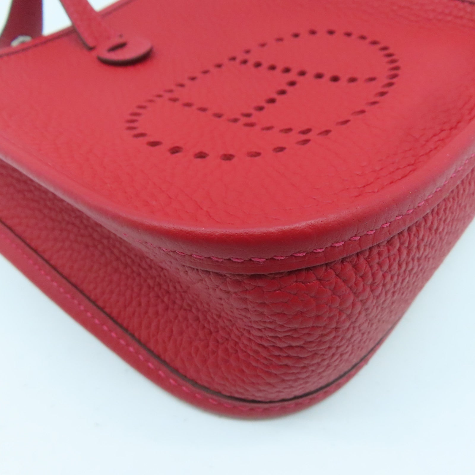 HERMES Clemence皮革Evelyne TPM银扣肩背袋红色