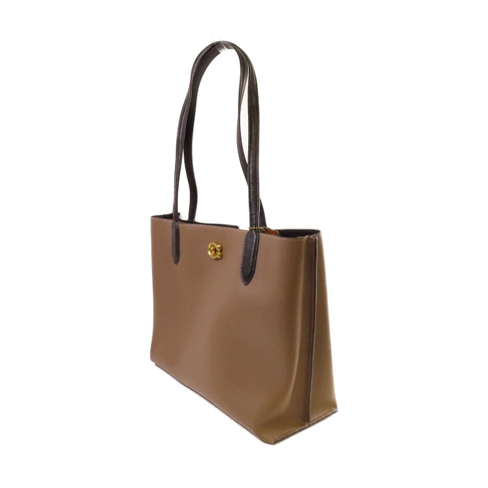 COACH 牛皮皮革Shoulder Bag金扣肩背袋啡色