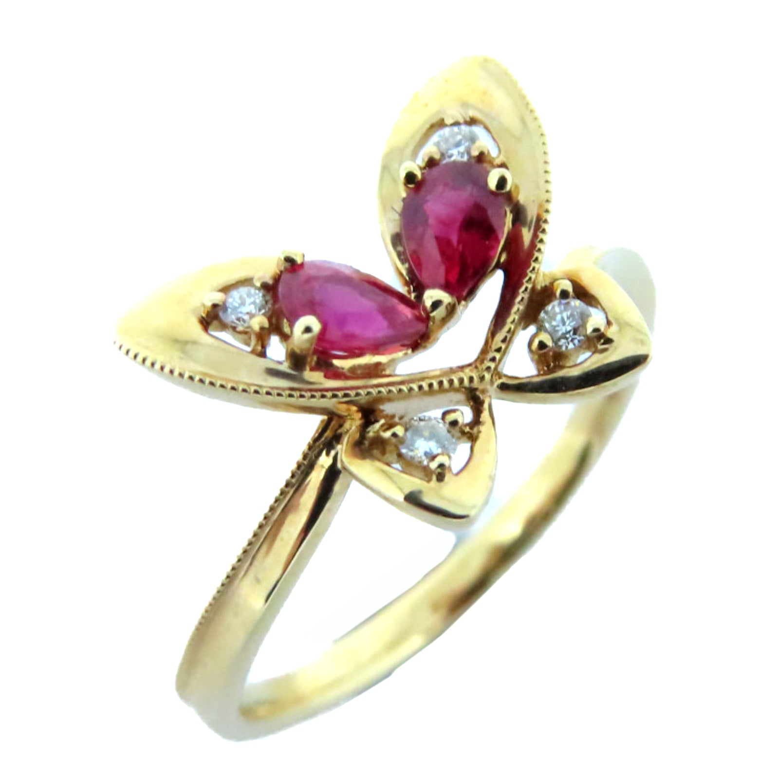JEWELRY 【激減優惠】18K玫瑰金0.30ct紅寶石0.05ct鑽石戒指US#6