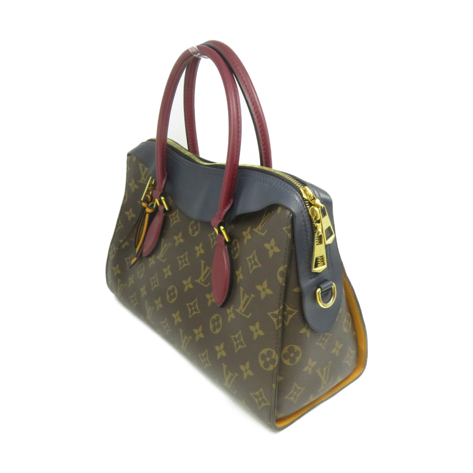 LOUIS VUITTON Monogram Tuileries金扣手挽肩背兩用袋啡色/深藍色