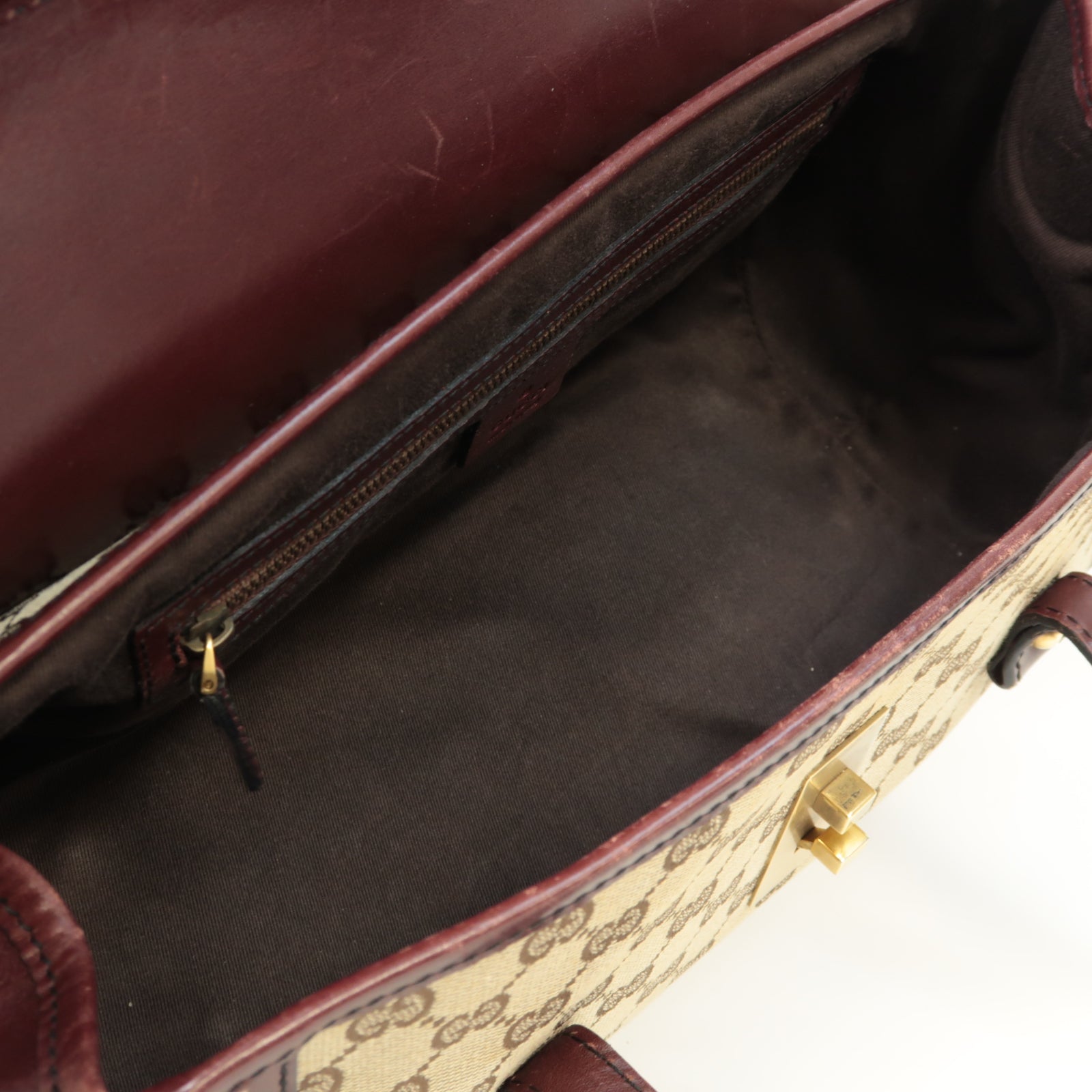 GUCCI 帆布Shoulder Bag金扣肩背袋棕色