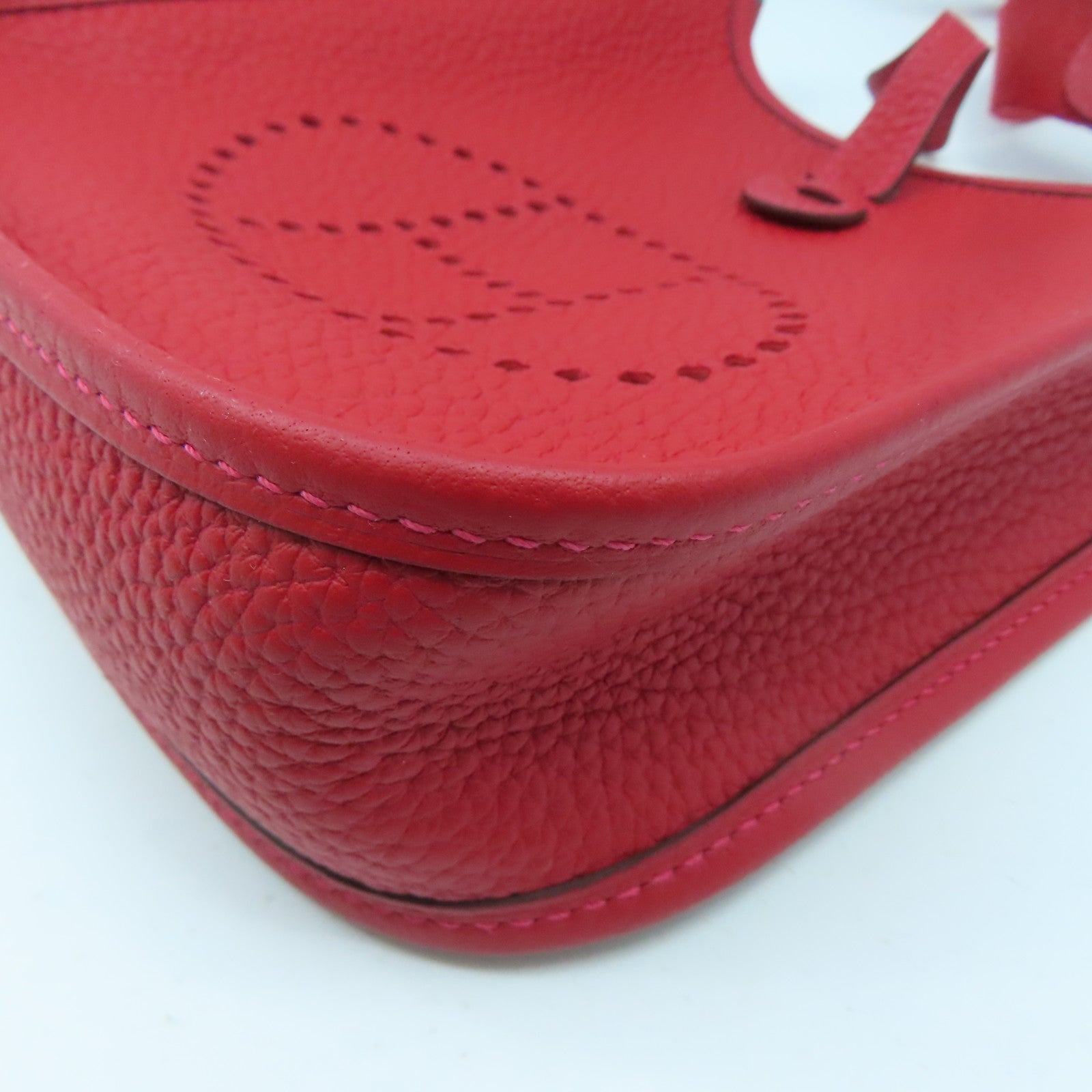 HERMES Clemence皮革Evelyne TPM银扣肩背袋红色
