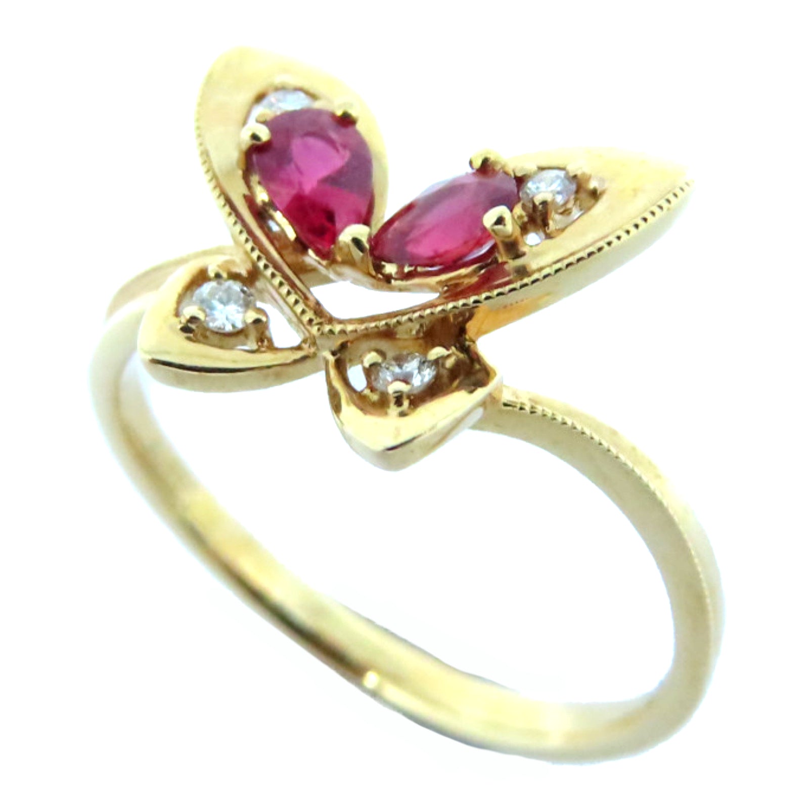 JEWELRY 【激減優惠】18K玫瑰金0.30ct紅寶石0.05ct鑽石戒指US#6