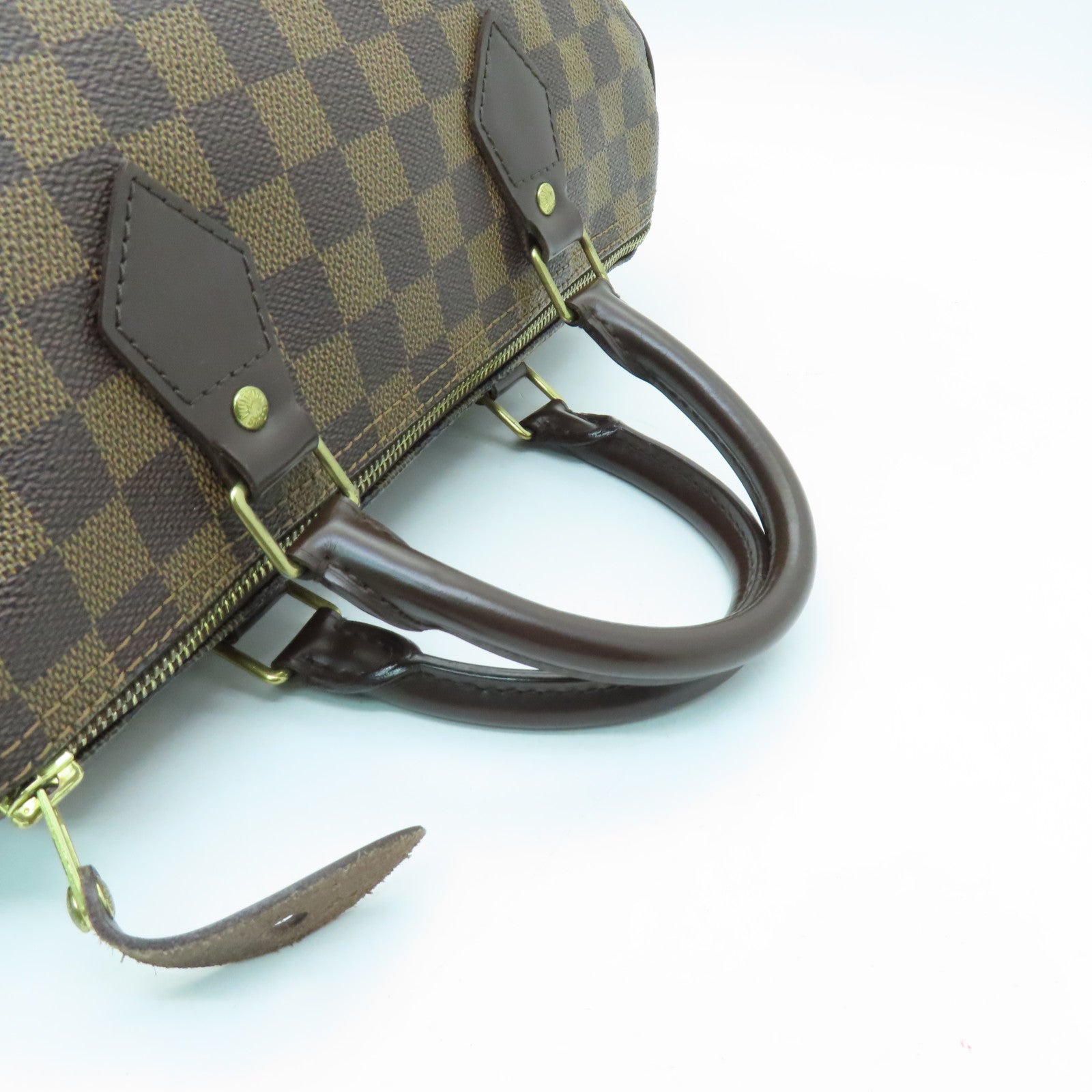 LOUIS VUITTON Damier Speedy 30 Gold Buckle Bag Brown