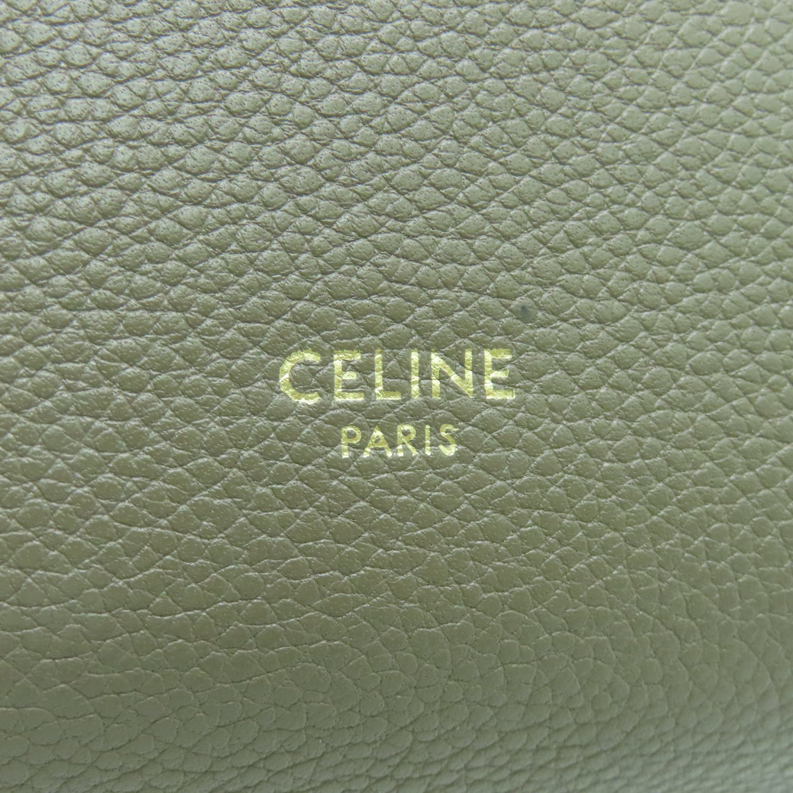 CELINE Cowhide Leather Small Sangle Bucket Gold Buckle Shoulder Bag Beige