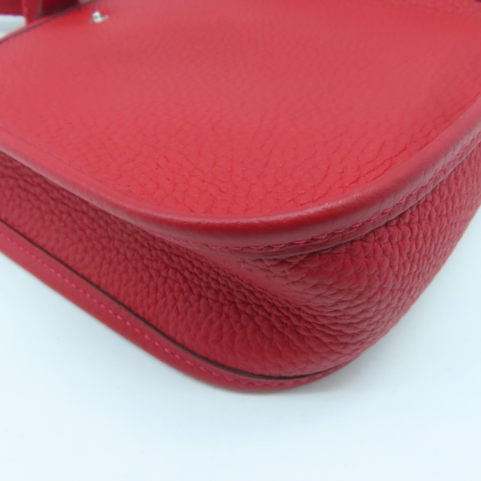 HERMES Clemence皮革Evelyne TPM银扣肩背袋红色