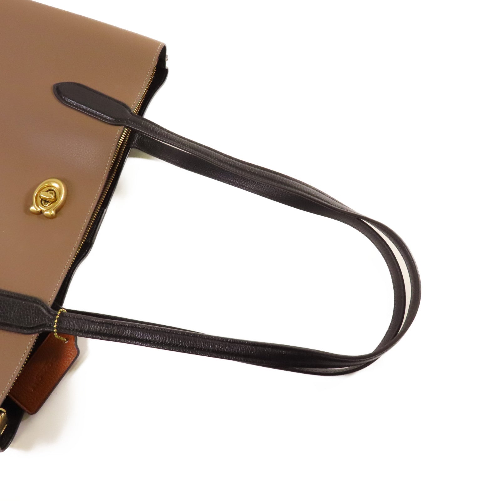 COACH 牛皮皮革Shoulder Bag金扣肩背袋啡色