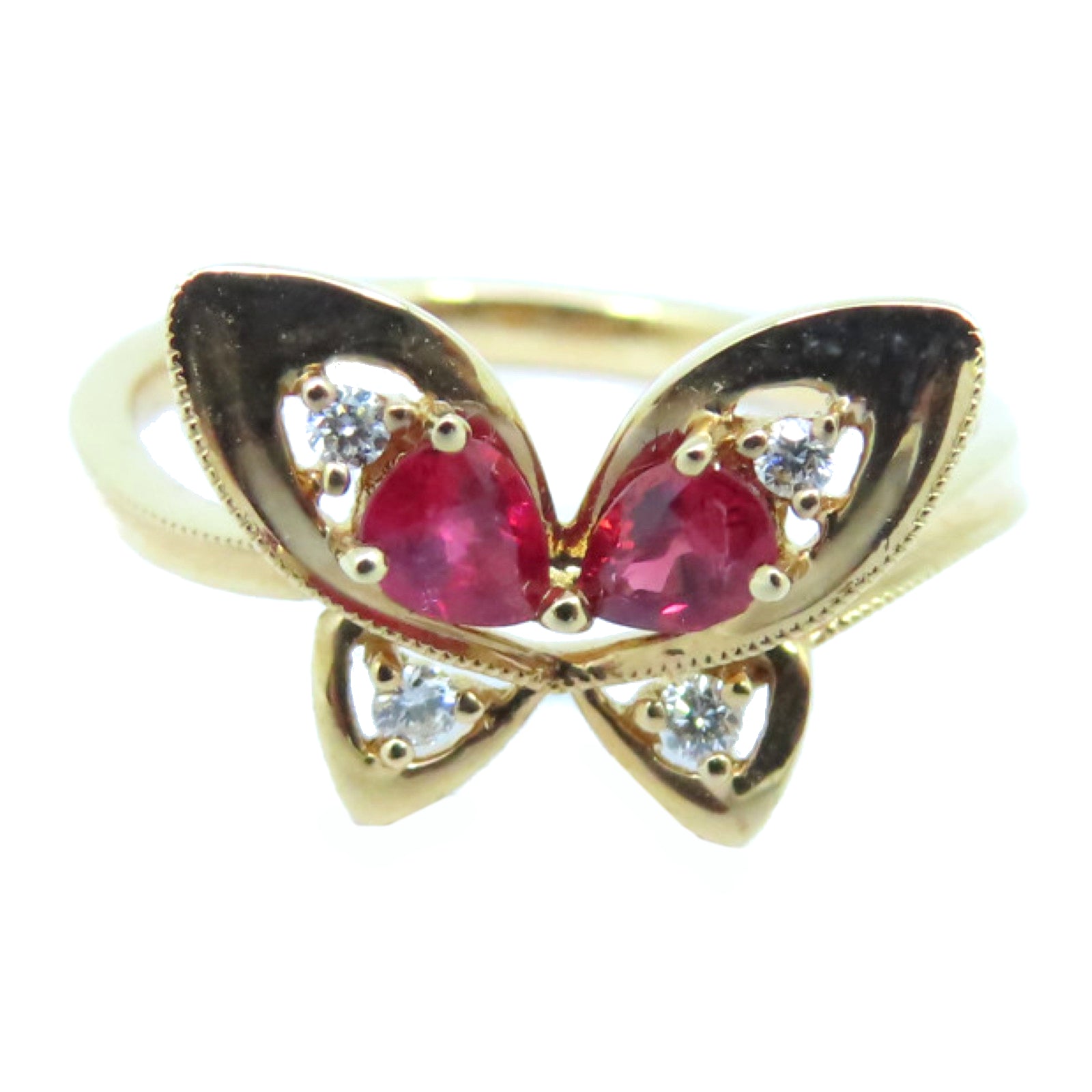 JEWELRY 【激減優惠】18K玫瑰金0.30ct紅寶石0.05ct鑽石戒指US#6