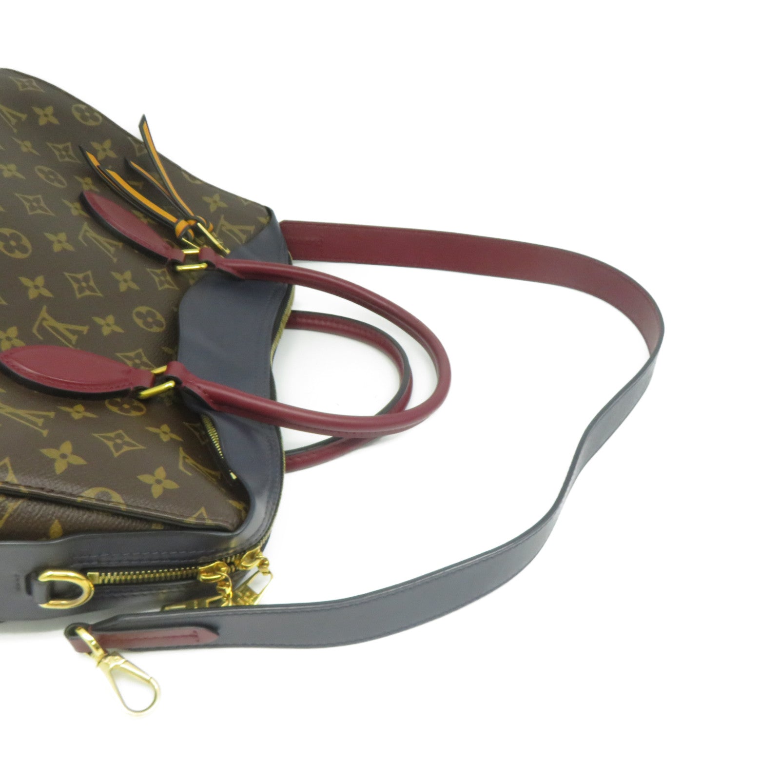 LOUIS VUITTON Monogram Tuileries金扣手挽肩背兩用袋啡色/深藍色