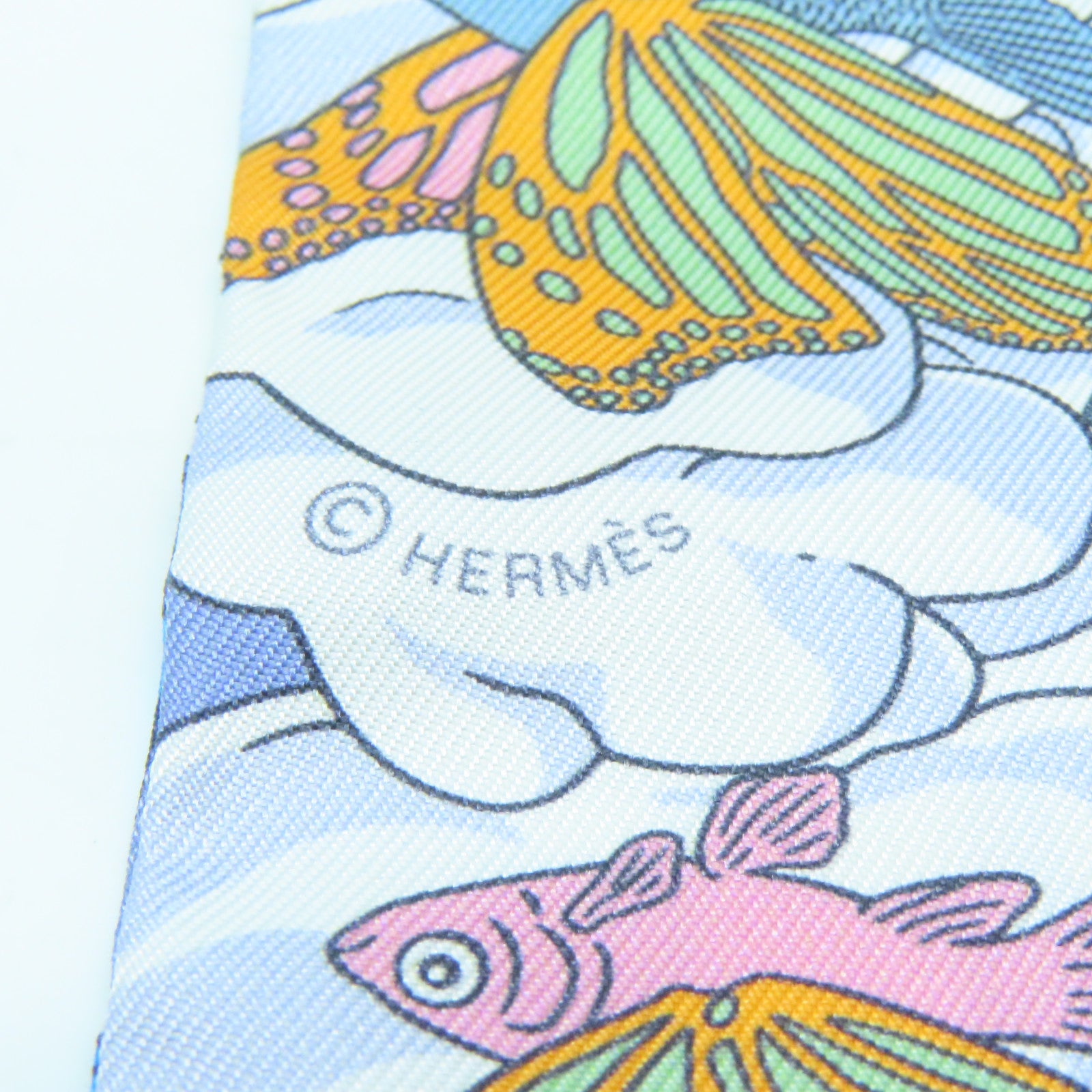HERMES 丝质Twilly丝巾黑色彩色