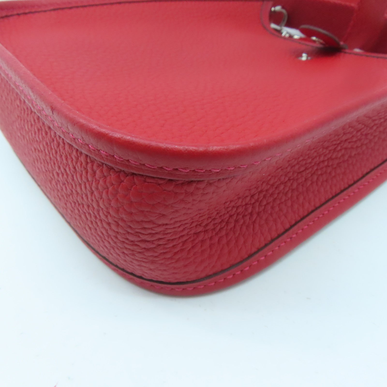 HERMES Clemence皮革Evelyne TPM银扣肩背袋红色