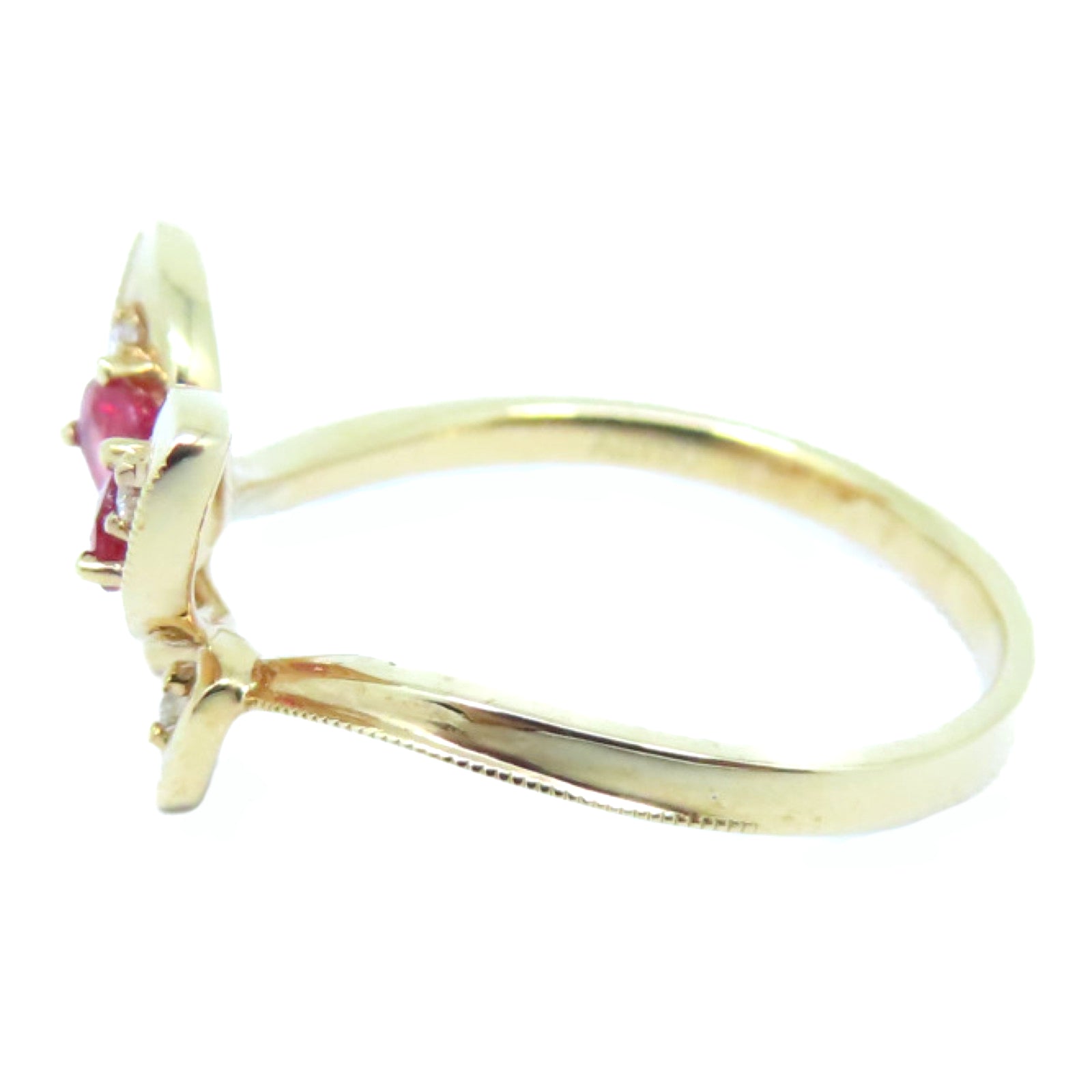 JEWELRY 【激減優惠】18K玫瑰金0.30ct紅寶石0.05ct鑽石戒指US#6