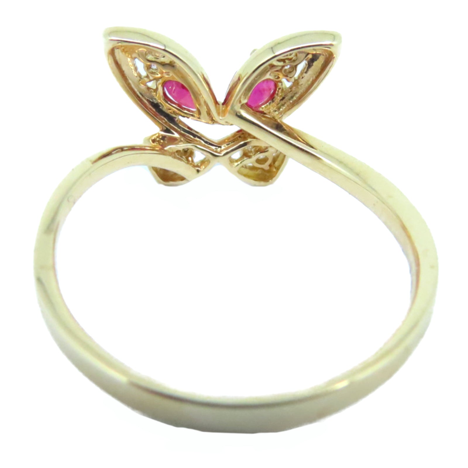 JEWELRY 【激減優惠】18K玫瑰金0.30ct紅寶石0.05ct鑽石戒指US#6