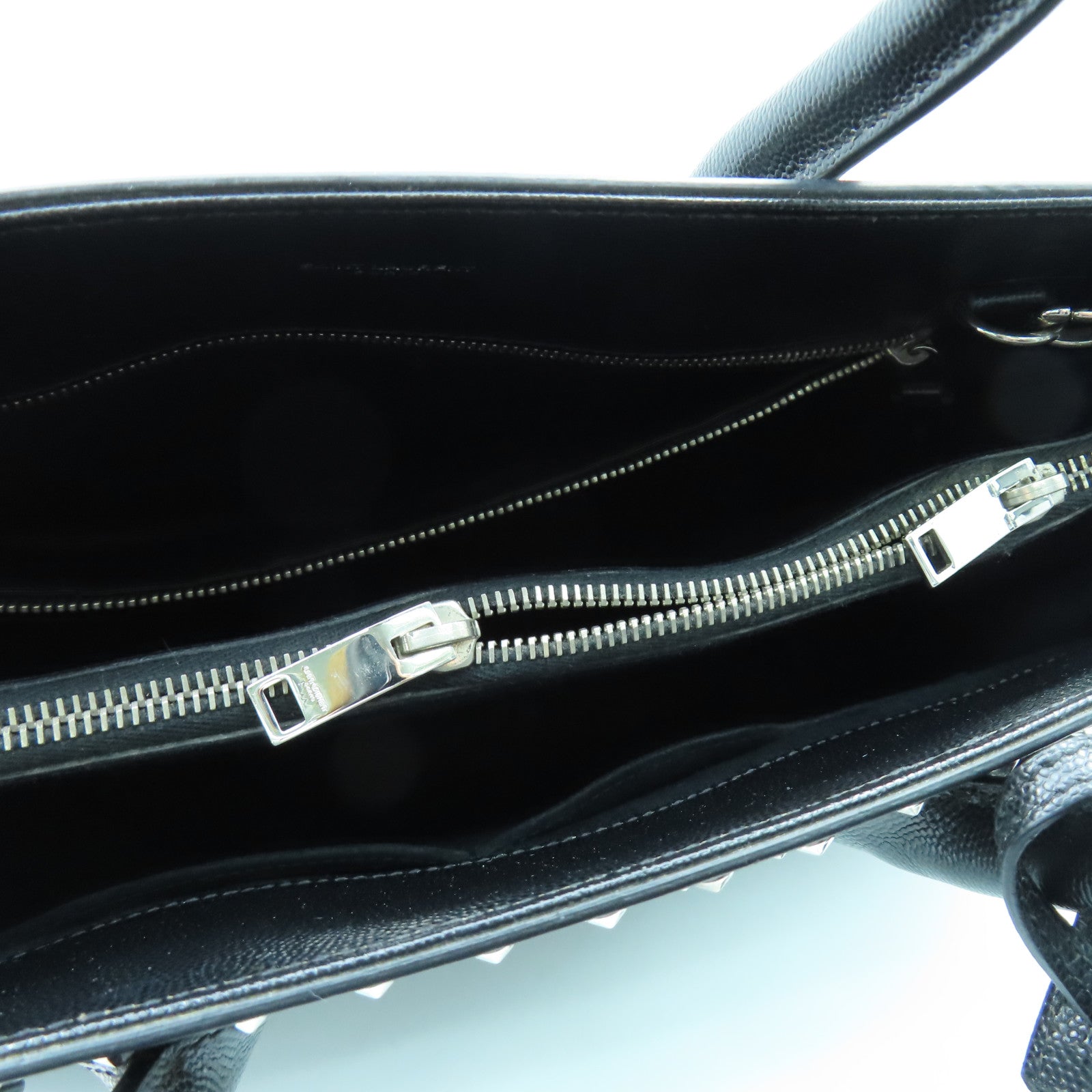 SAINT LAURENT 牛皮皮革Studs Sac de Jour Bag銀扣手挽肩背兩用袋黑色