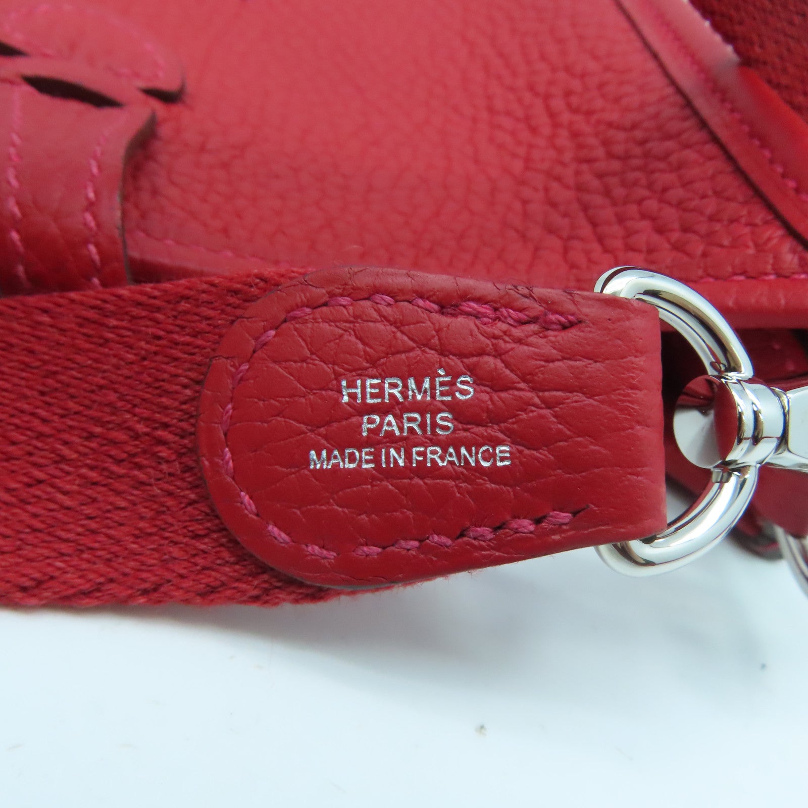 HERMES Clemence皮革Evelyne TPM银扣肩背袋红色