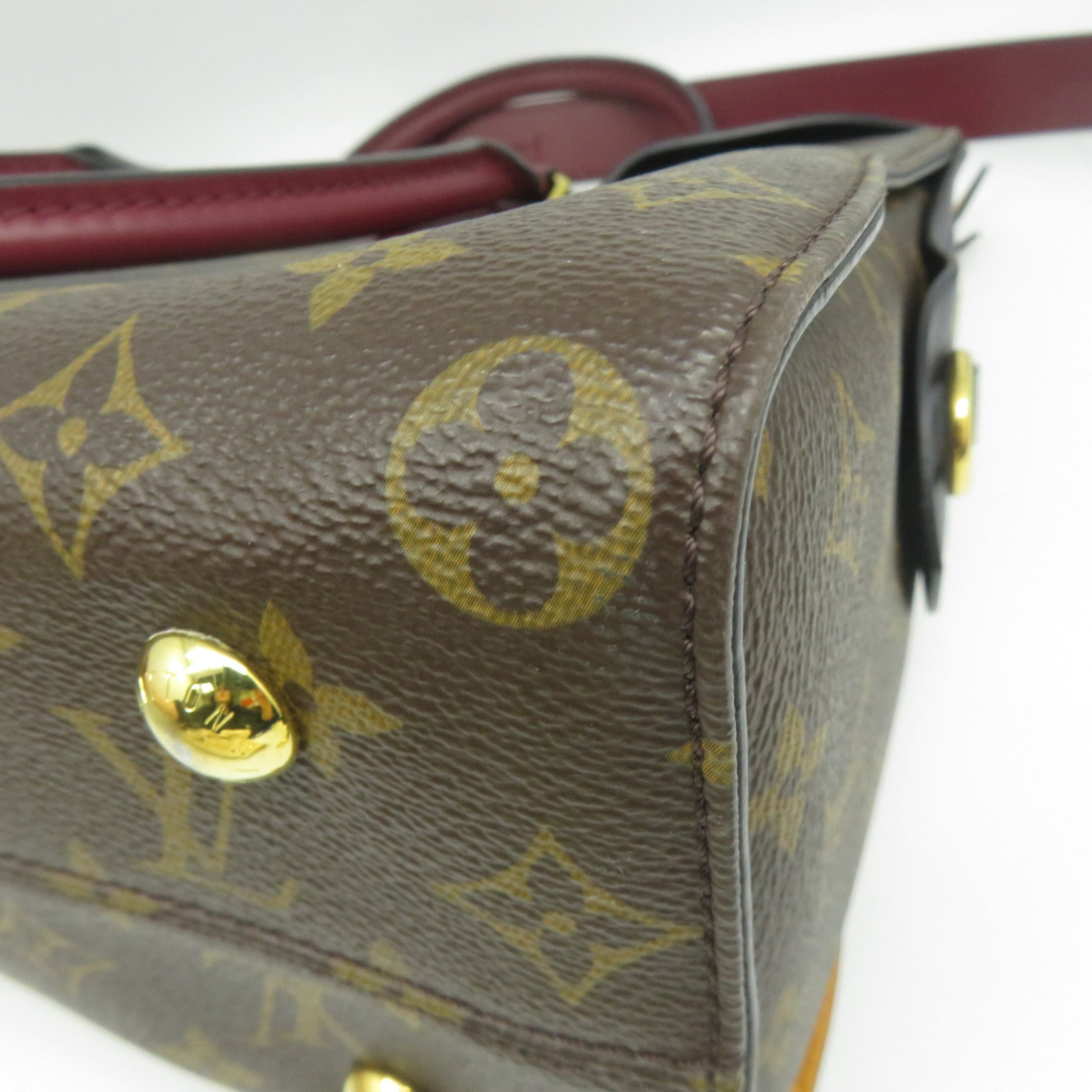 LOUIS VUITTON Monogram Tuileries金扣手挽肩背兩用袋啡色/深藍色