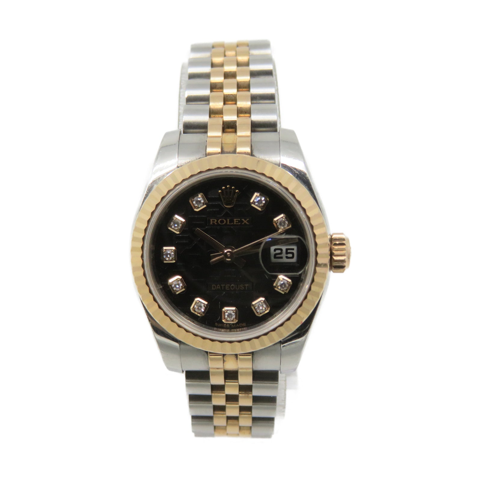 ROLEX Datejust 26mmWatch Stainless Steel/K18 Rose Gold Automatic Movement Watch Black