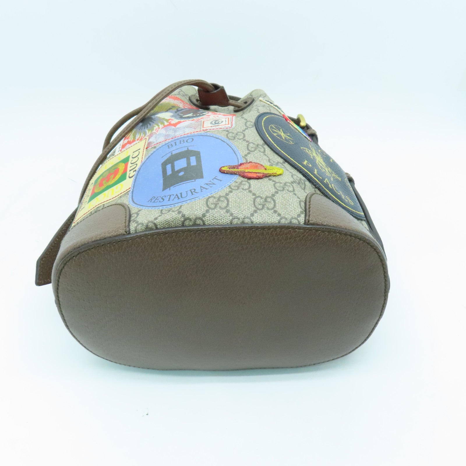 GUCCI Coated Canvas Backpack Gold Buckle Backpack Brown