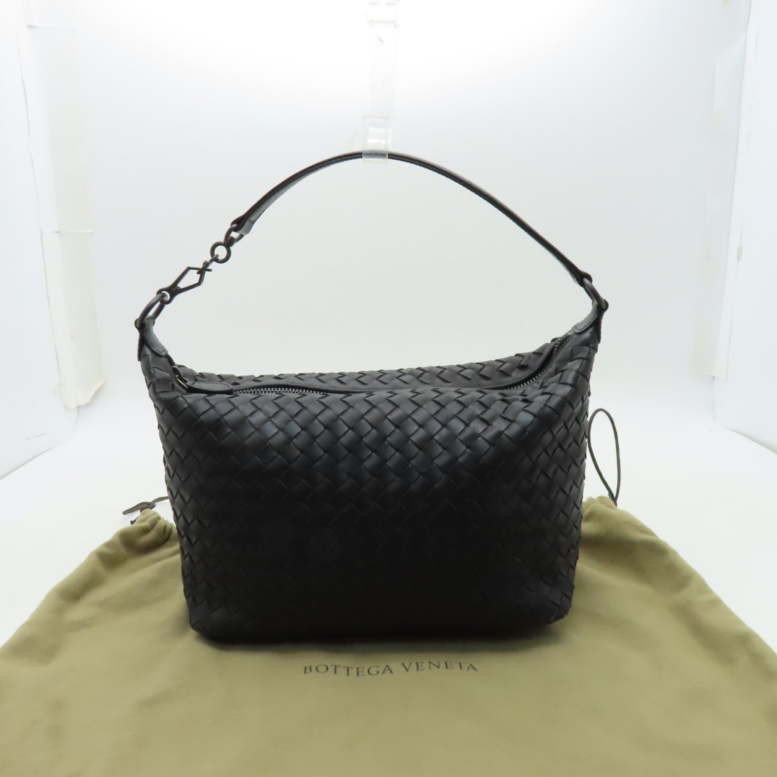 BOTTEGA VENETA 牛皮皮革Shoulder Bag黑扣手挽袋黑色