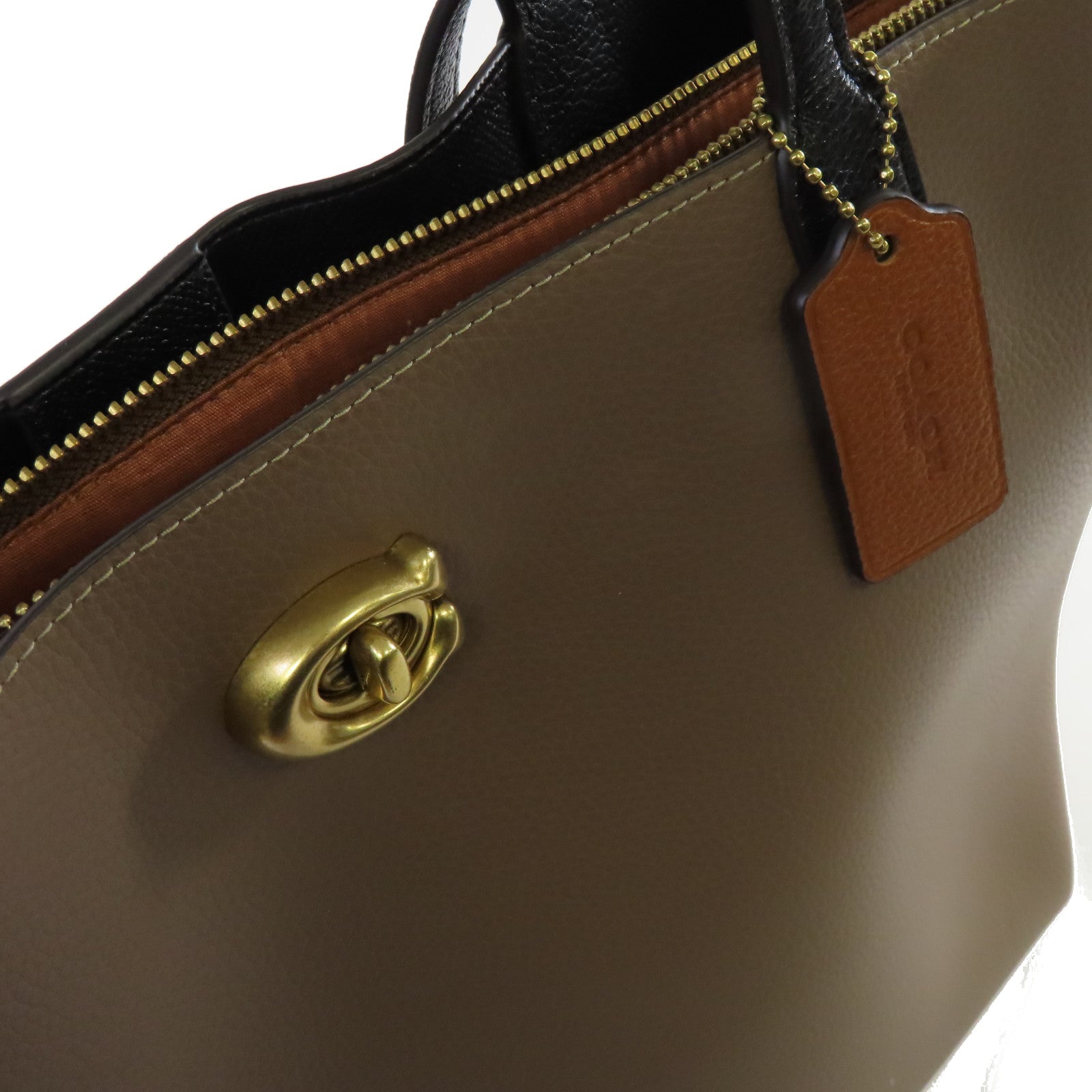 COACH 牛皮皮革Shoulder Bag金扣肩背袋啡色
