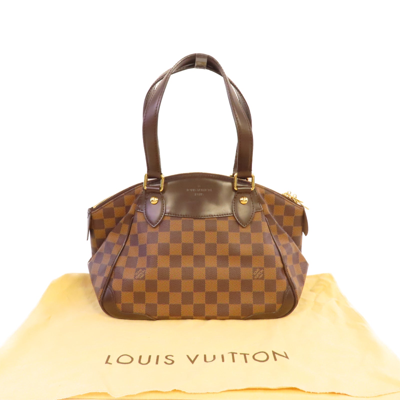 LOUIS VUITTON Damier Verona PM Hand Bag金扣手挽袋啡色