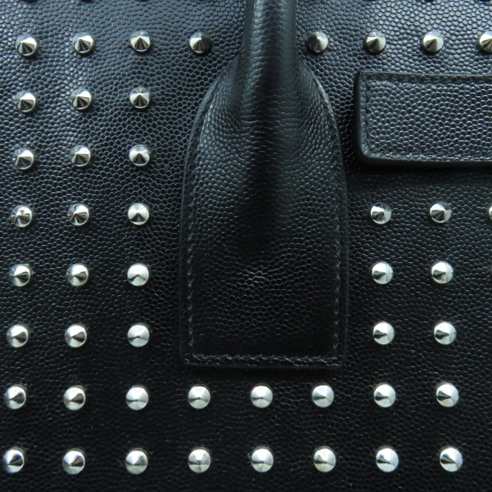 SAINT LAURENT 牛皮皮革Studs Sac de Jour Bag銀扣手挽肩背兩用袋黑色
