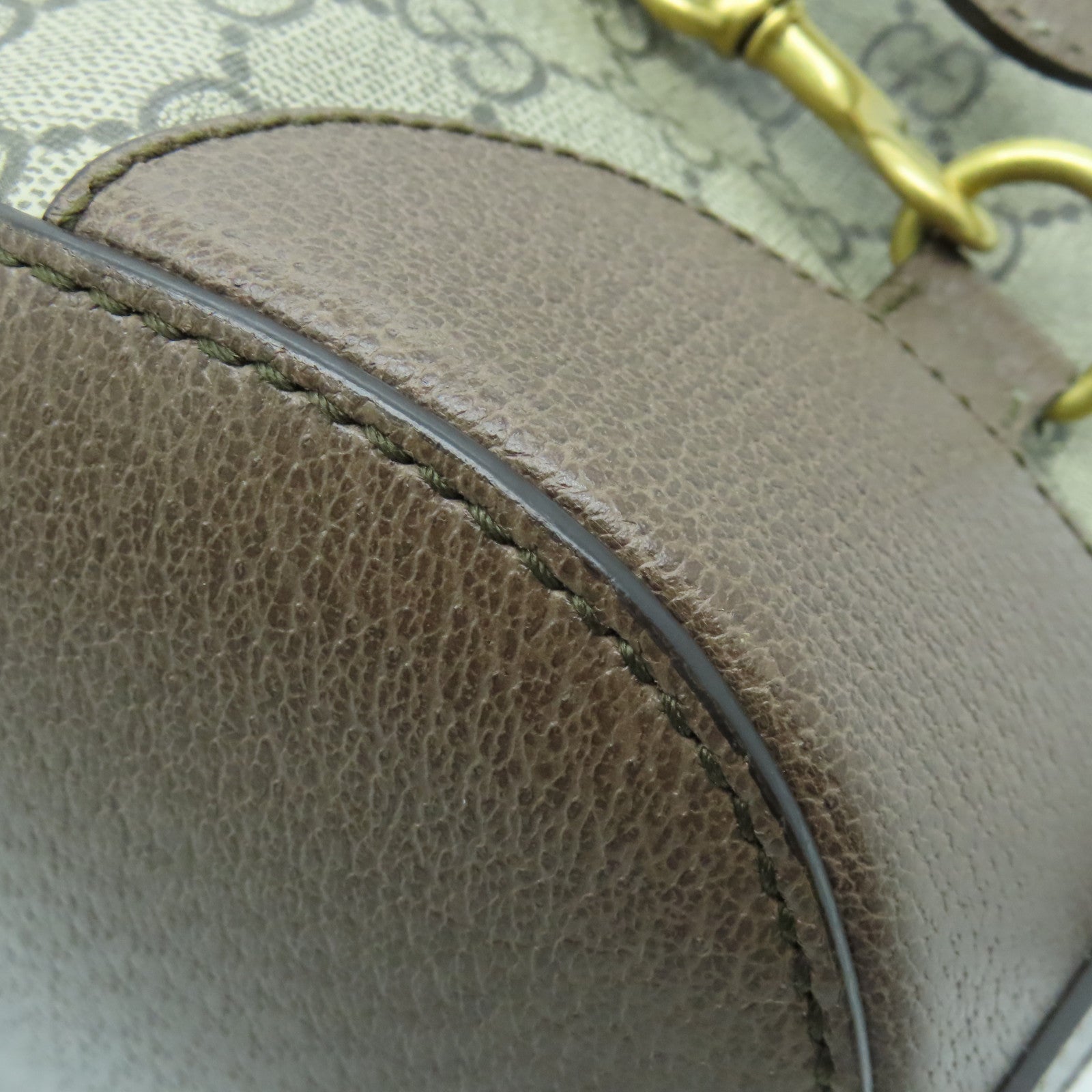GUCCI Coated Canvas Backpack Gold Buckle Backpack Brown