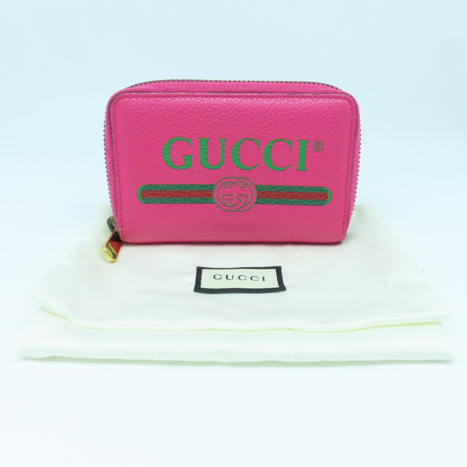 GUCCI 牛皮皮革Small Wallet金扣錢包粉紅色