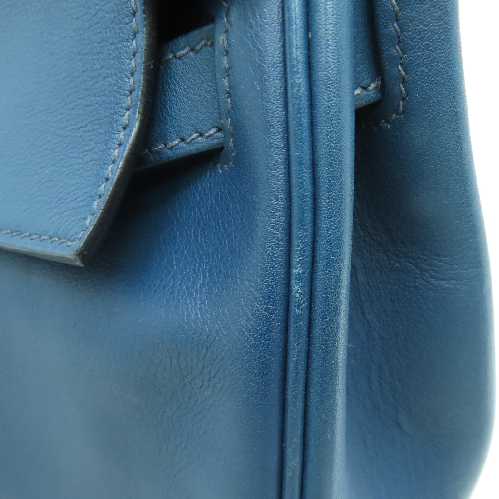HERMES Swift leather Kelly 32 silver buckle handle shoulder bag dark blue