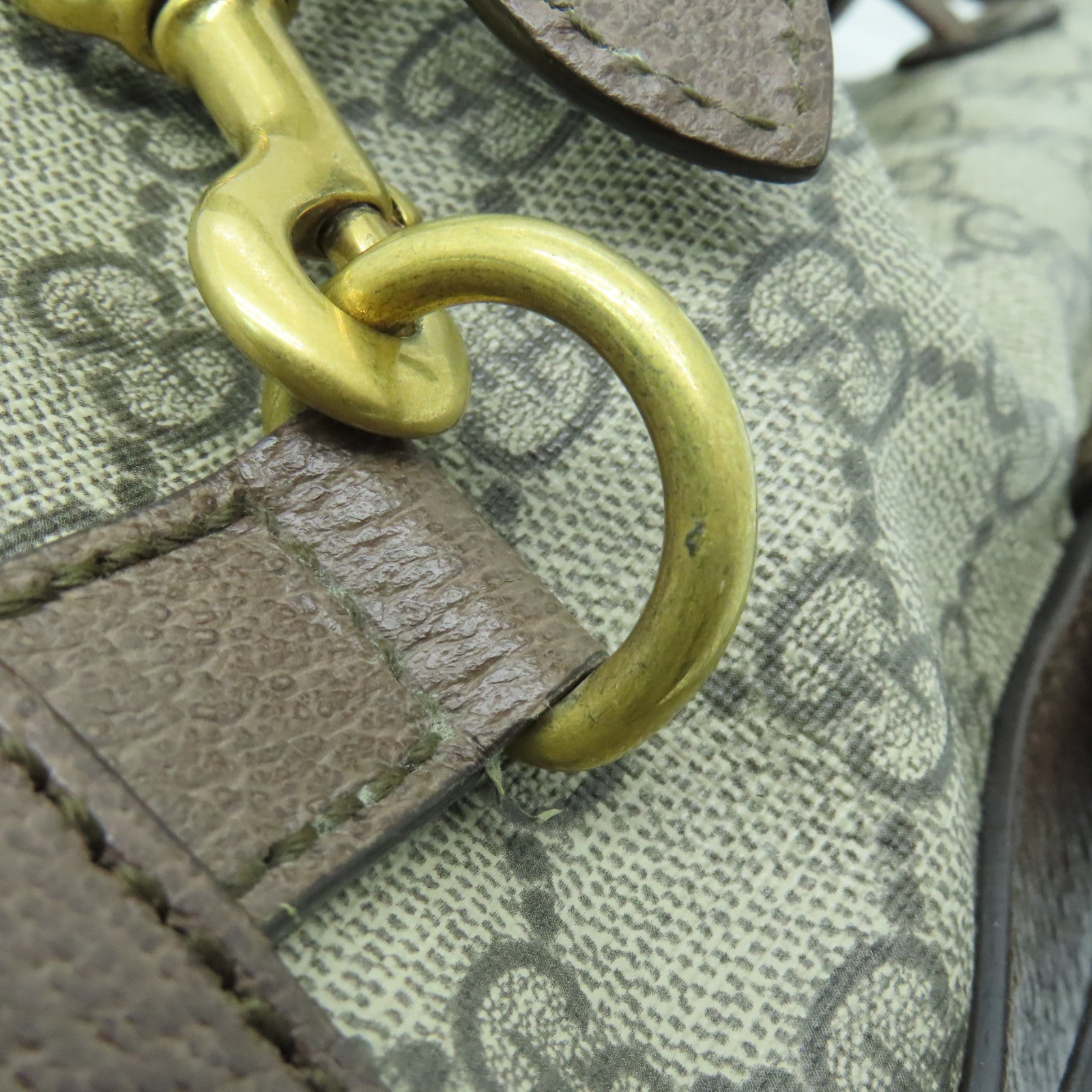 GUCCI Coated Canvas Backpack Gold Buckle Backpack Brown